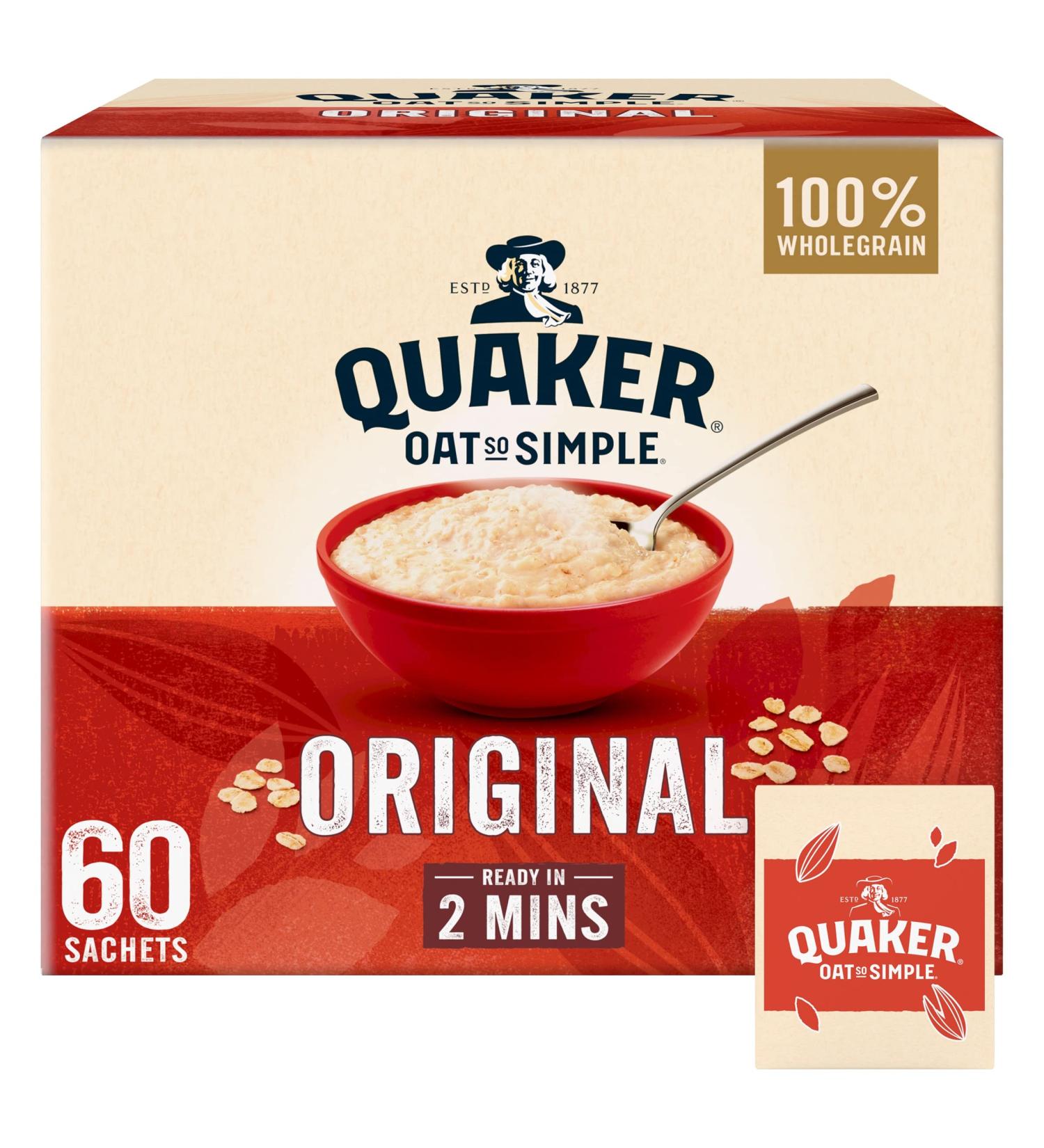 Quaker Oats Oat So Simple Original Porridge Sachets - Case of 60, 27g Each - Buy Online on GoSupps.com