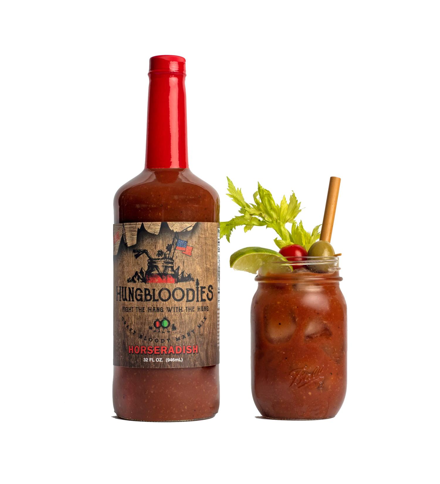 HungBloodies Horseradish Craft Bloody Mary Mix 32 oz - Hangover Cure Bloody Mary Mix - Buy Online on GoSupps.com