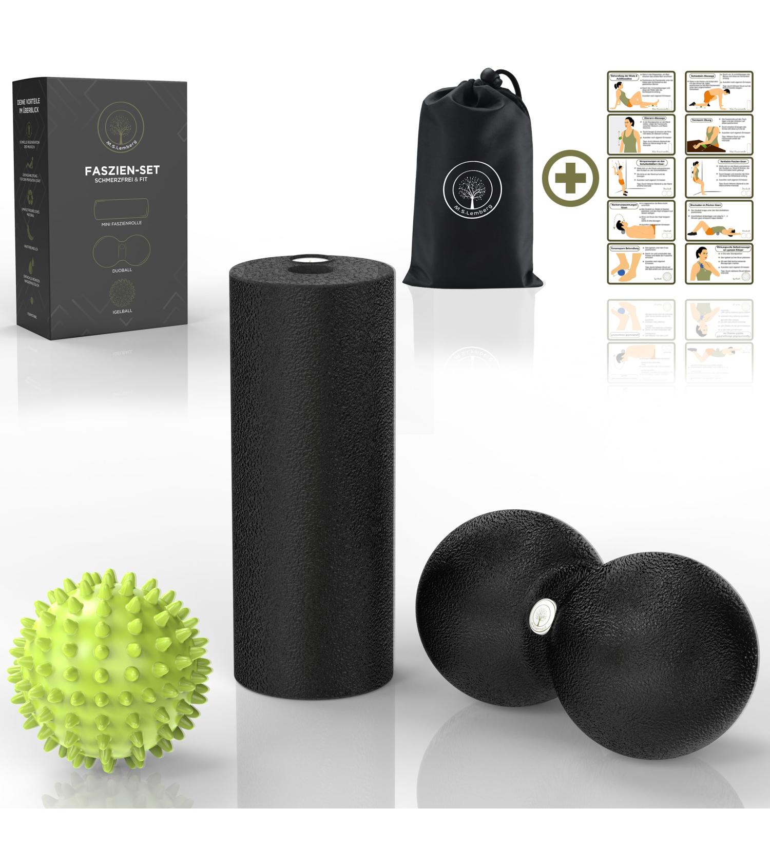 M.S.Lemberg Fascia Massage Set - Mini Roll Hedgehog Ball & Duoball for Neck Back Spine & Feet - Perfect Massage Tools for Relaxation - Buy Online on GoSupps.com