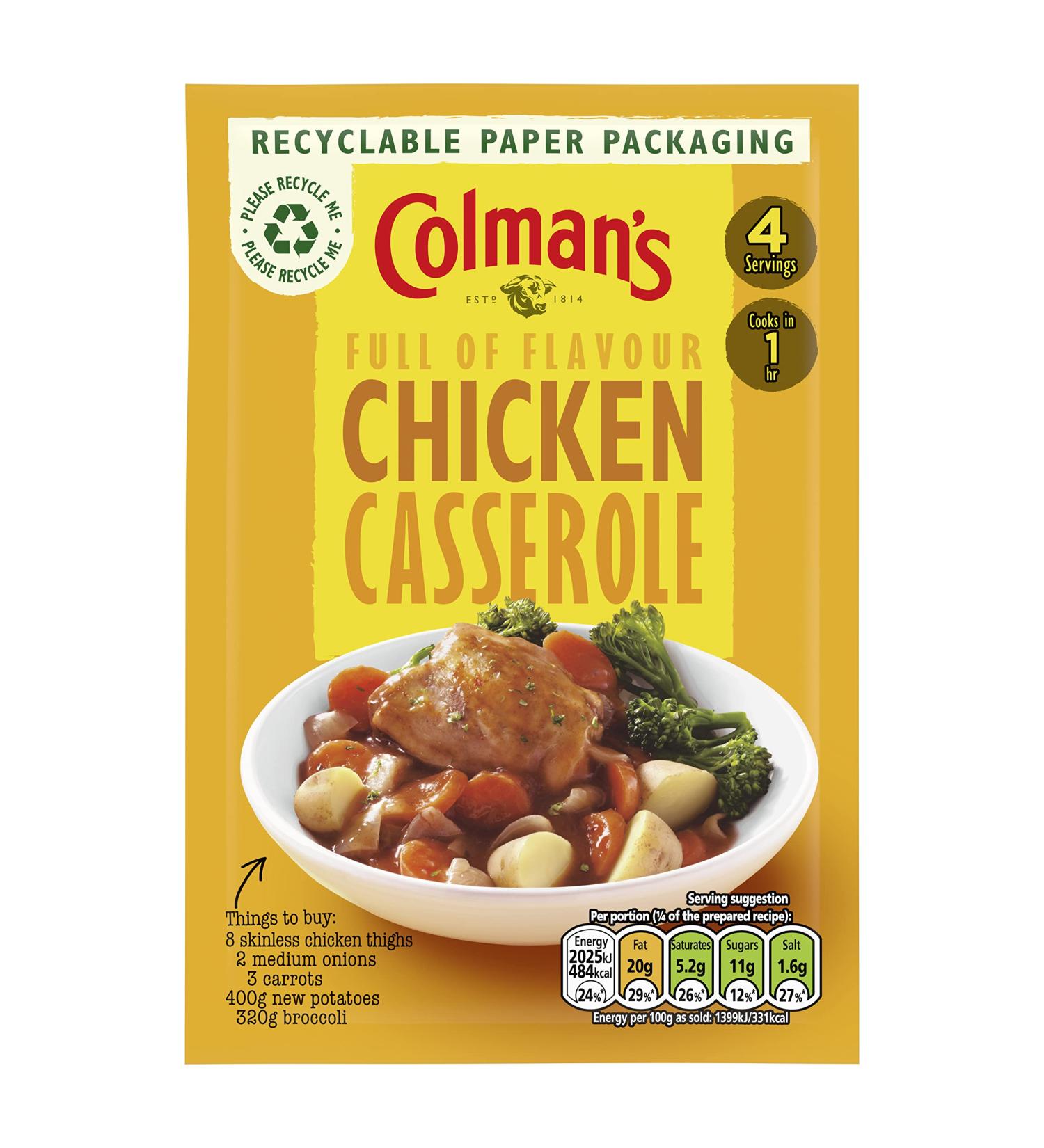Colman's Chicken Casserole Recipe Mix - 40g | Easy & Quick Meal Solution - Buy Online on GoSupps.com
