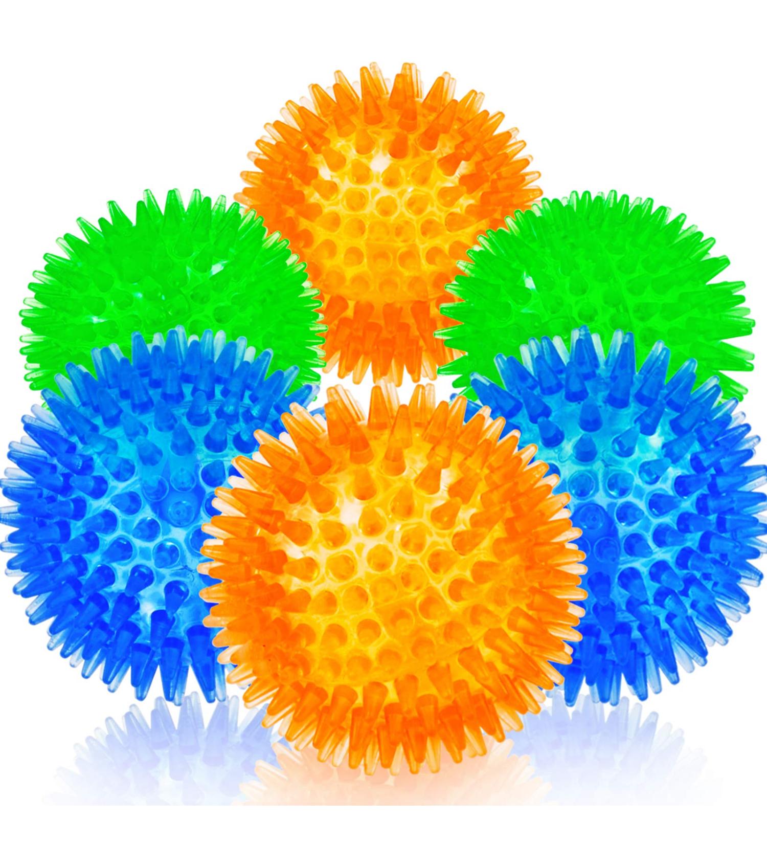 6 Pack Squeaking Rubber Balls for Small Dogs - Bright TPR Puppy Toys with Spikes | Fun Dog Kit - Buy Online on GoSupps.com