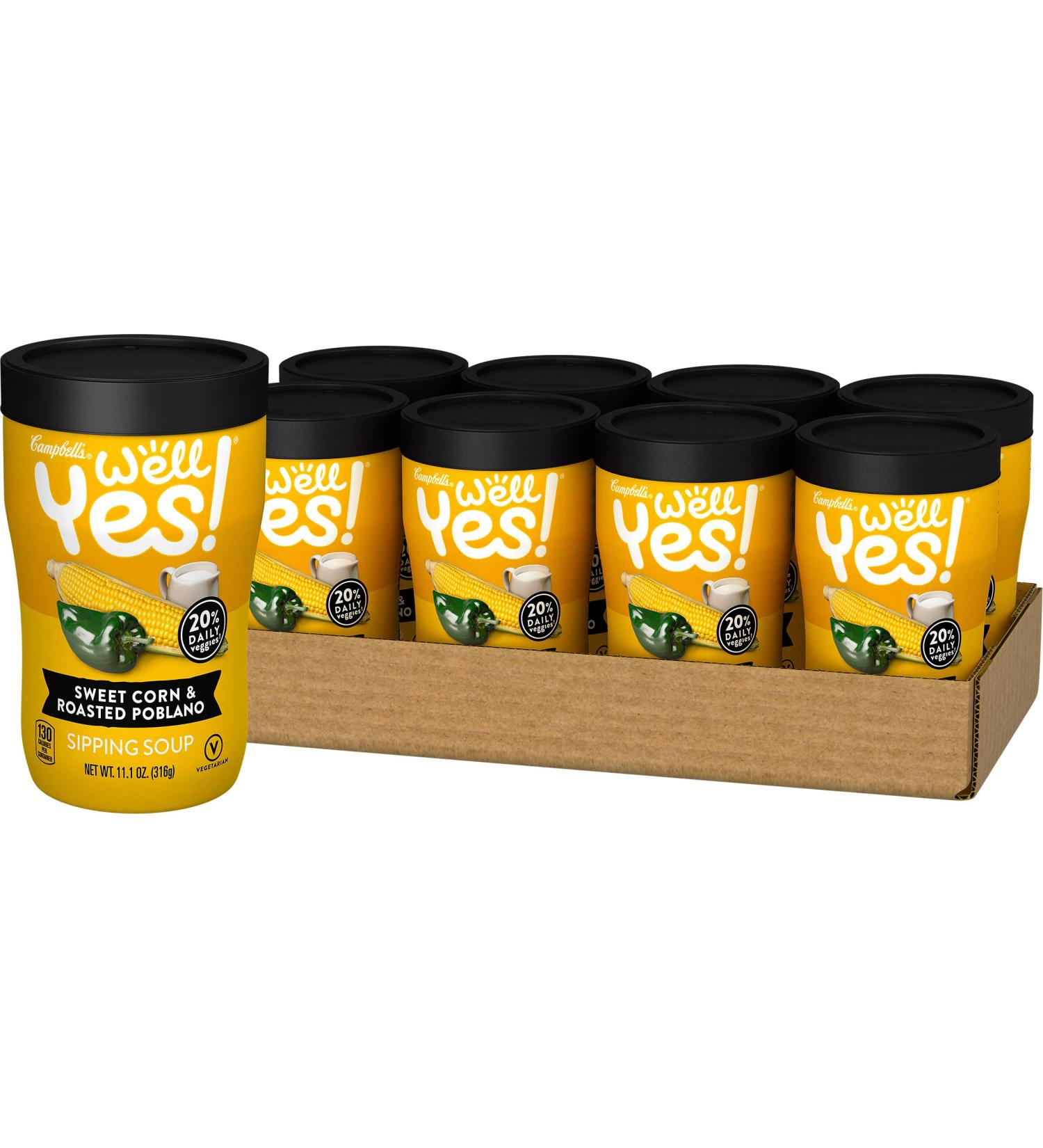 Campbell's Sipping Vegetable Soup On The Go Sweet Corn & Roasted Poblano 11.1 Oz - Pack of 8 - Buy Online on GoSupps.com