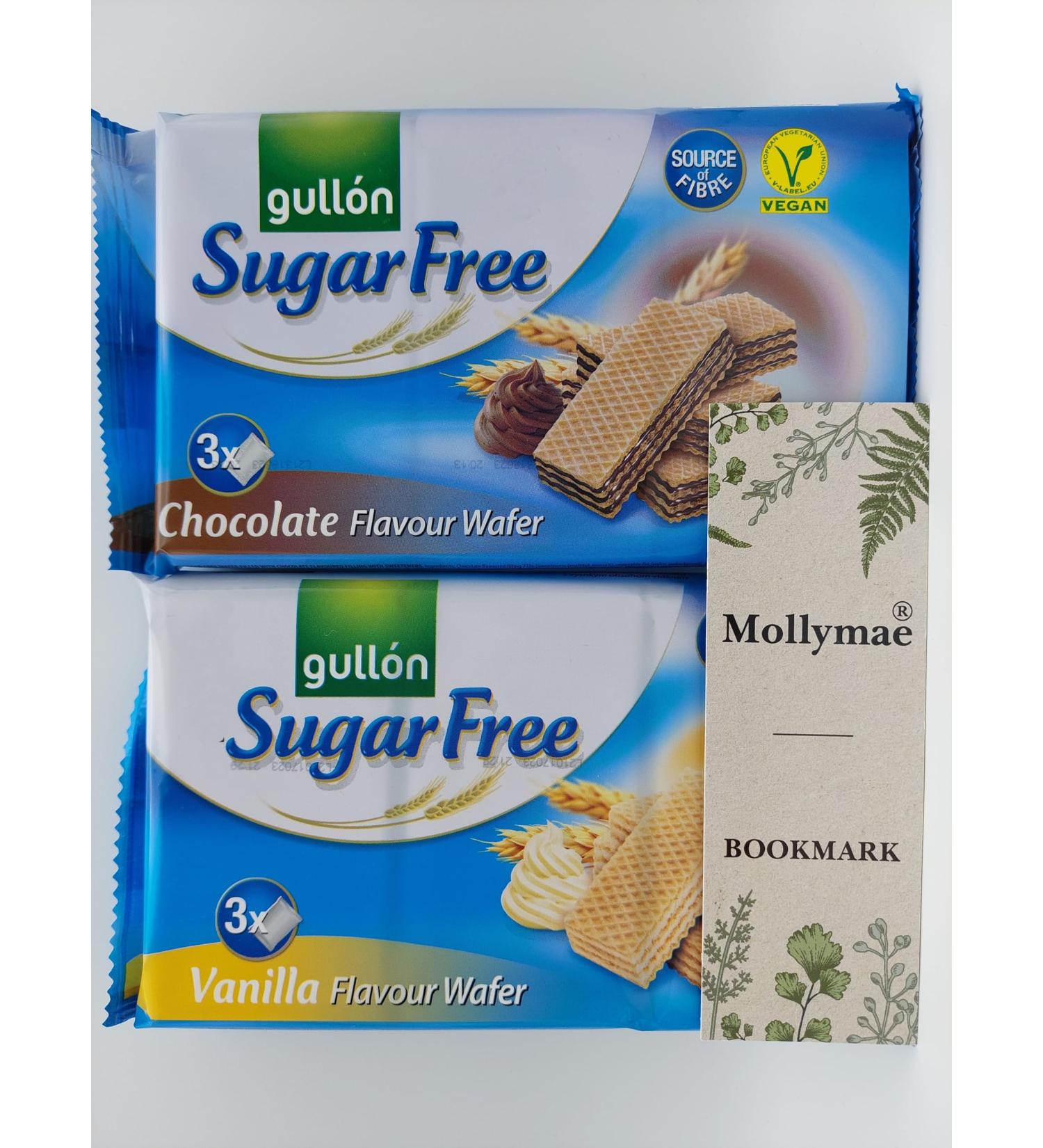Gullon Sugar Free Wafers Chocolate And Vanilla Bundle With Mollymae Bookmark | 2 x 180g - Buy Online on GoSupps.com