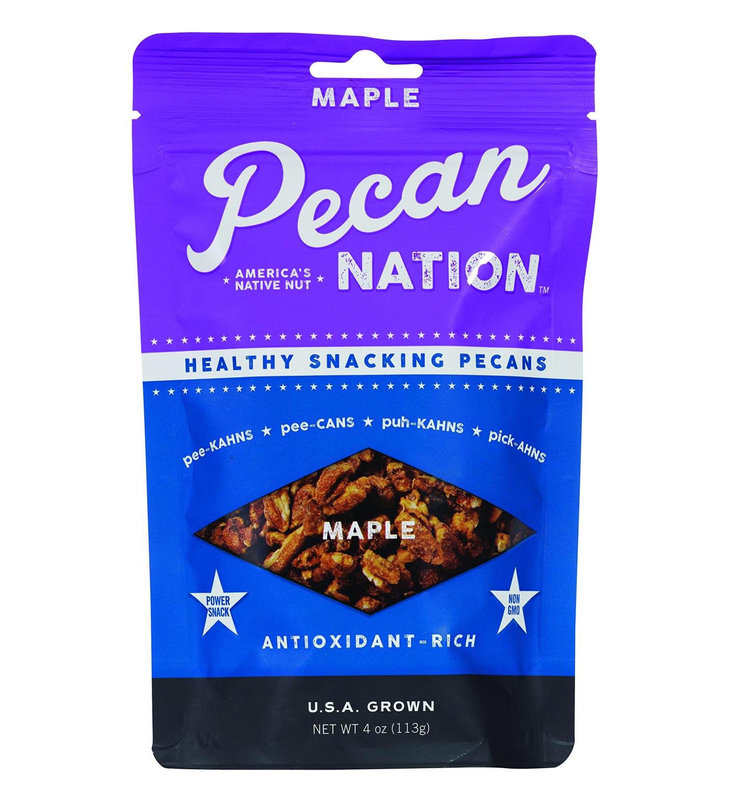 Pecan Nation Maple Flavored Roasted Sweet Pecan Pieces 4 oz - Natural, Antioxidant-Rich, Non-GMO Nut Snack for Adults & Kids - Buy Online on GoSupps.com