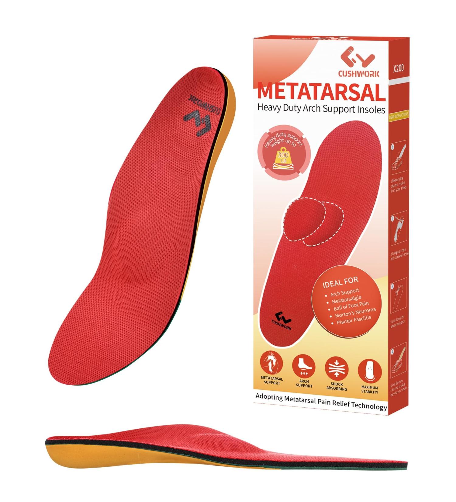 Metatarsalgia Insoles for Ball of Foot Pain | Arch Support & Neuroma Relief | Orthotic Shoe Inserts for Men & Women - G (10-10.5 Men's / 11.5-12 Women's) - Red Yellow Green - Buy Online on GoSupps.com