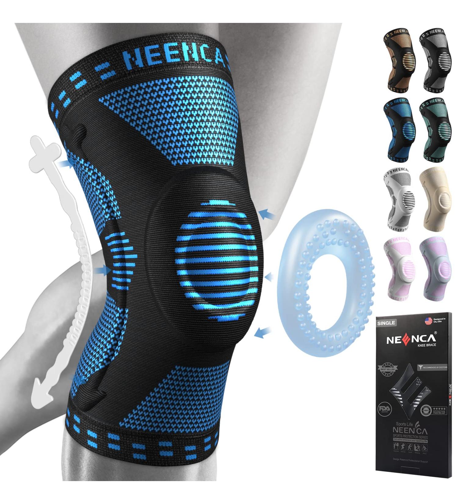 NEENCA Knee Brace Compression Sleeve Support with Patella Gel Pads & Stabilizers - XXL Blue | For Men & Women with Meniscus Tear, ACL, Arthritis | Joint Pain Relief - Buy Online on GoSupps.com