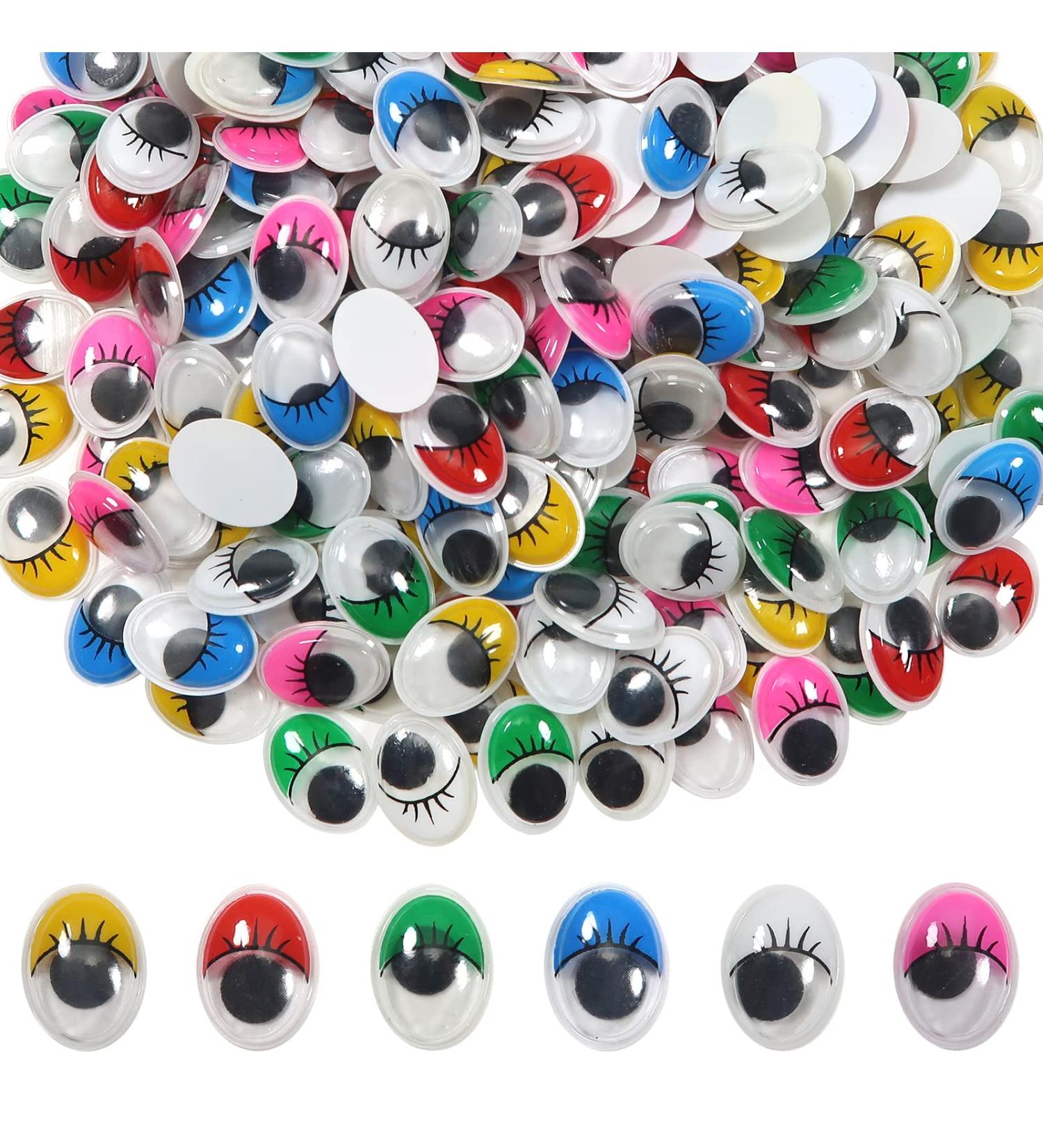 TOAOB 252pcs Self Adhesive Wiggle Googly Eyes with Eyelashes - Oval Assorted Colors - 10x13mm Craft Eyes - Plastic Sticker Eyes for DIY Crafts & Scrapbooking - Buy Online on GoSupps.com