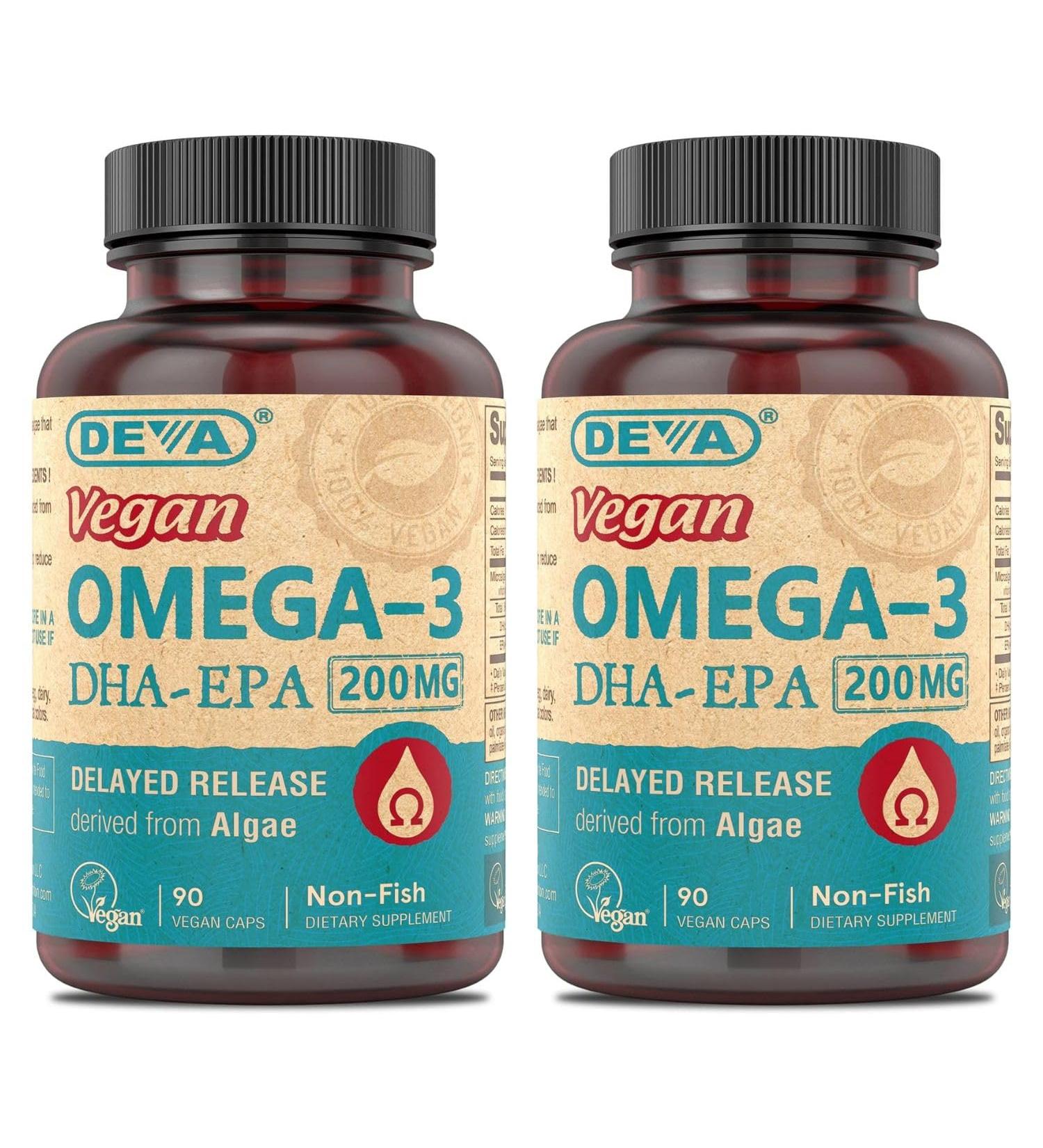 DEVA Vegan Omega-3 DHA-EPA from Micro Algae Delayed Release 90 Vegan Capsules (Pack of 2) 90 Count (Pack of 2) - Buy Online on GoSupps.com