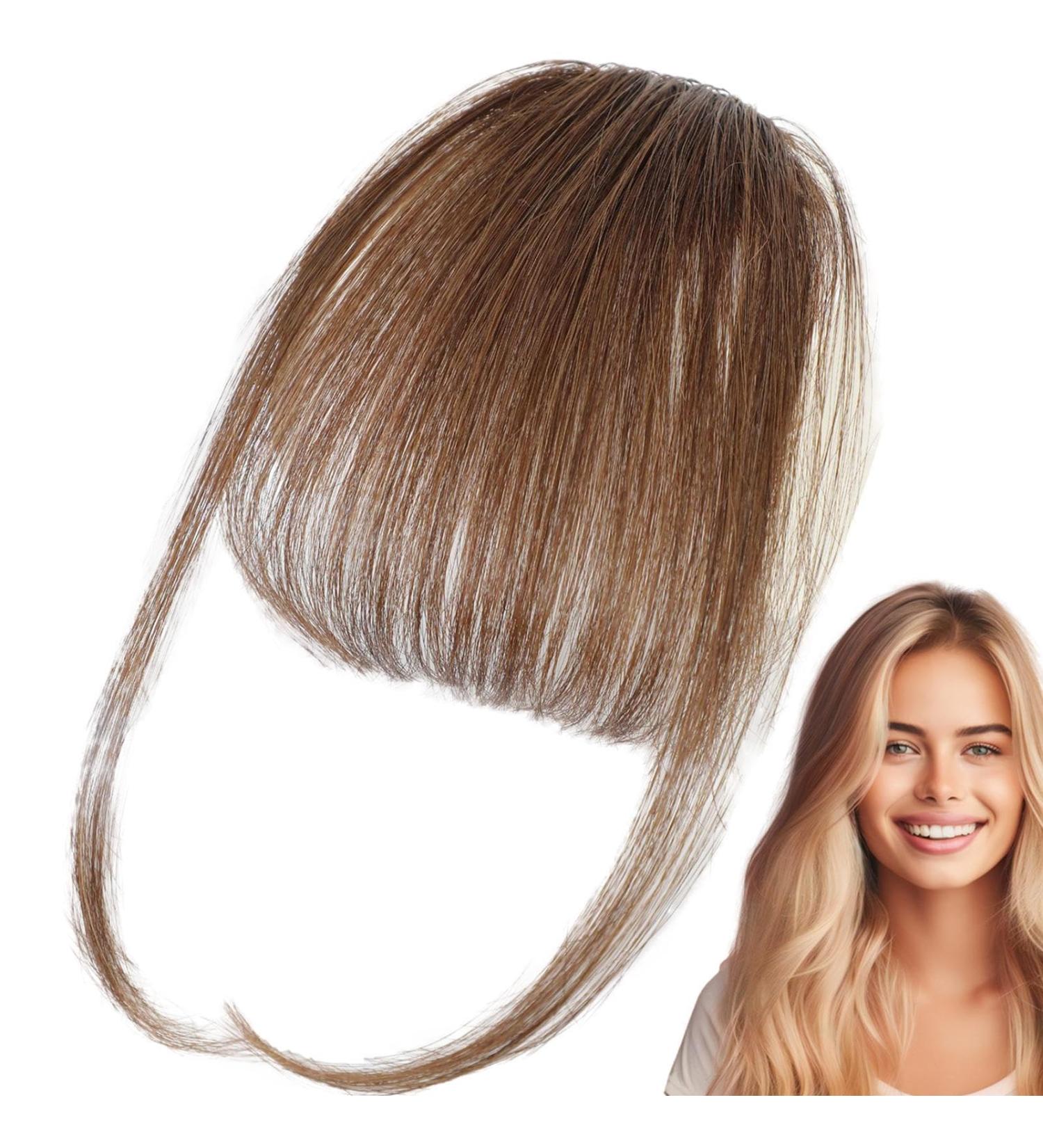 Bang Clip in Hair Extensions | French Bangs Clip on Hair Bangs Extensions - French Bangs Clip on Fake Fringe Stylish Natural Color Fringe Hairpieces for Girls Women brown - Buy Online on GoSupps.com
