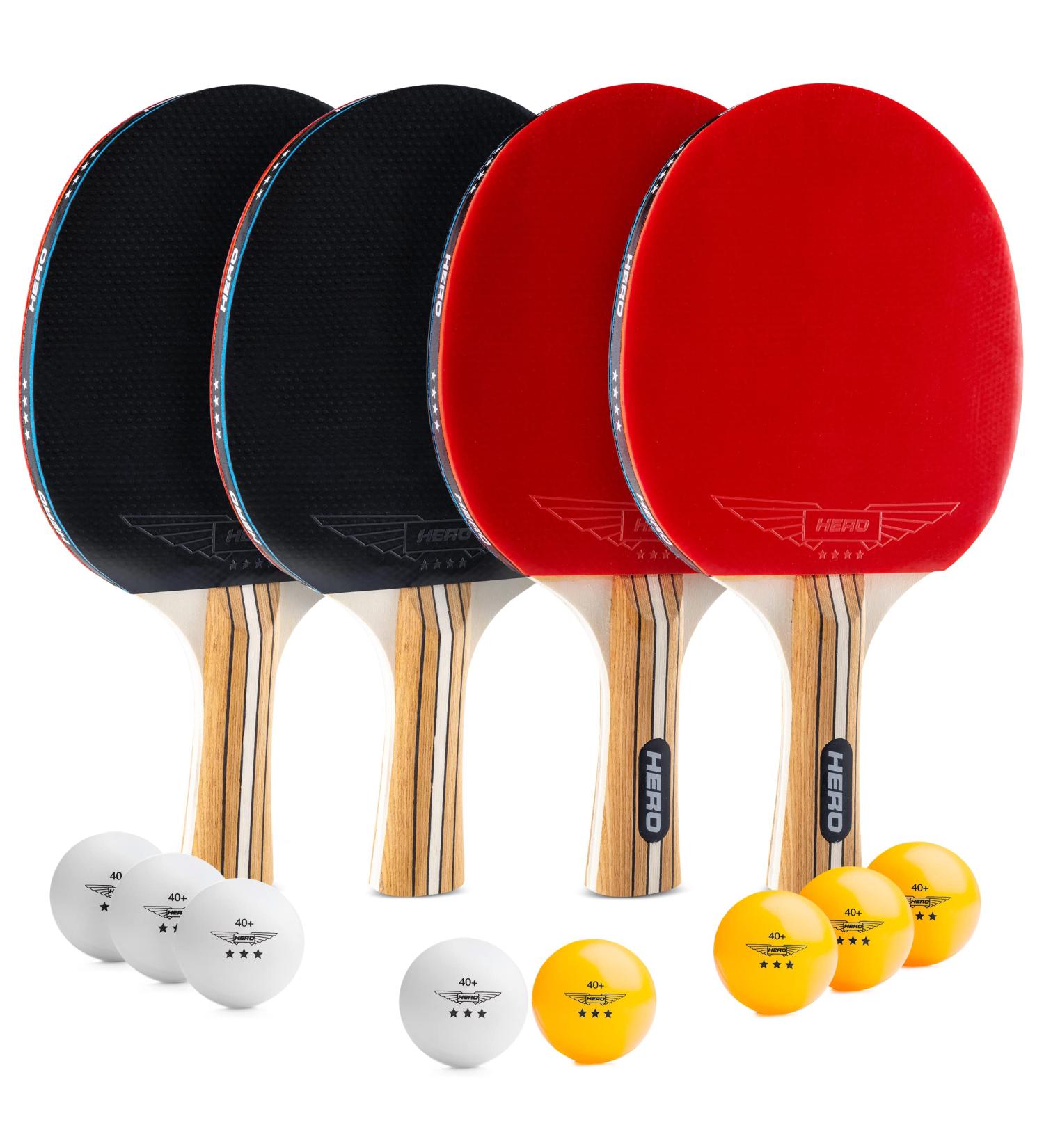 Premium Ping Pong Paddles Set of 4 with Balls and Carrying Case - High Performance 3-Star Table Tennis Set - Buy Online on GoSupps.com