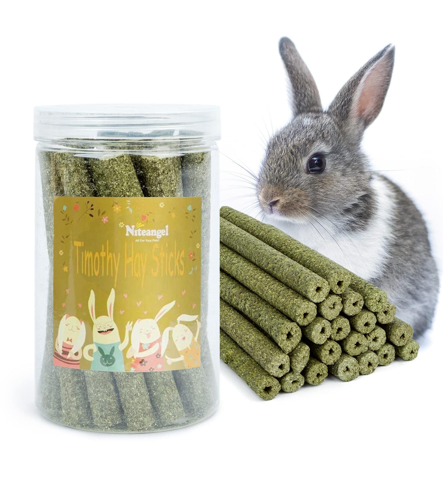 Niteangel 20pcs Natural Timothy Hay Sticks for Rabbits, Chinchillas, Guinea Pigs | Molar Rod for Small Animals - Buy Online on GoSupps.com
