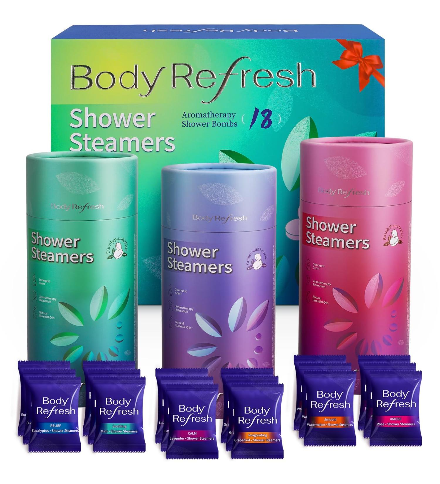 BodyRefresh Shower Steamers Aromatherapy - 18 Pack Shower Bombs with Essential Oils Self Care Christmas Gifts for Women Birthday Gifts for Women and Men Stocking Stuffers for Women Bloom Variety - Buy Online on GoSupps.com