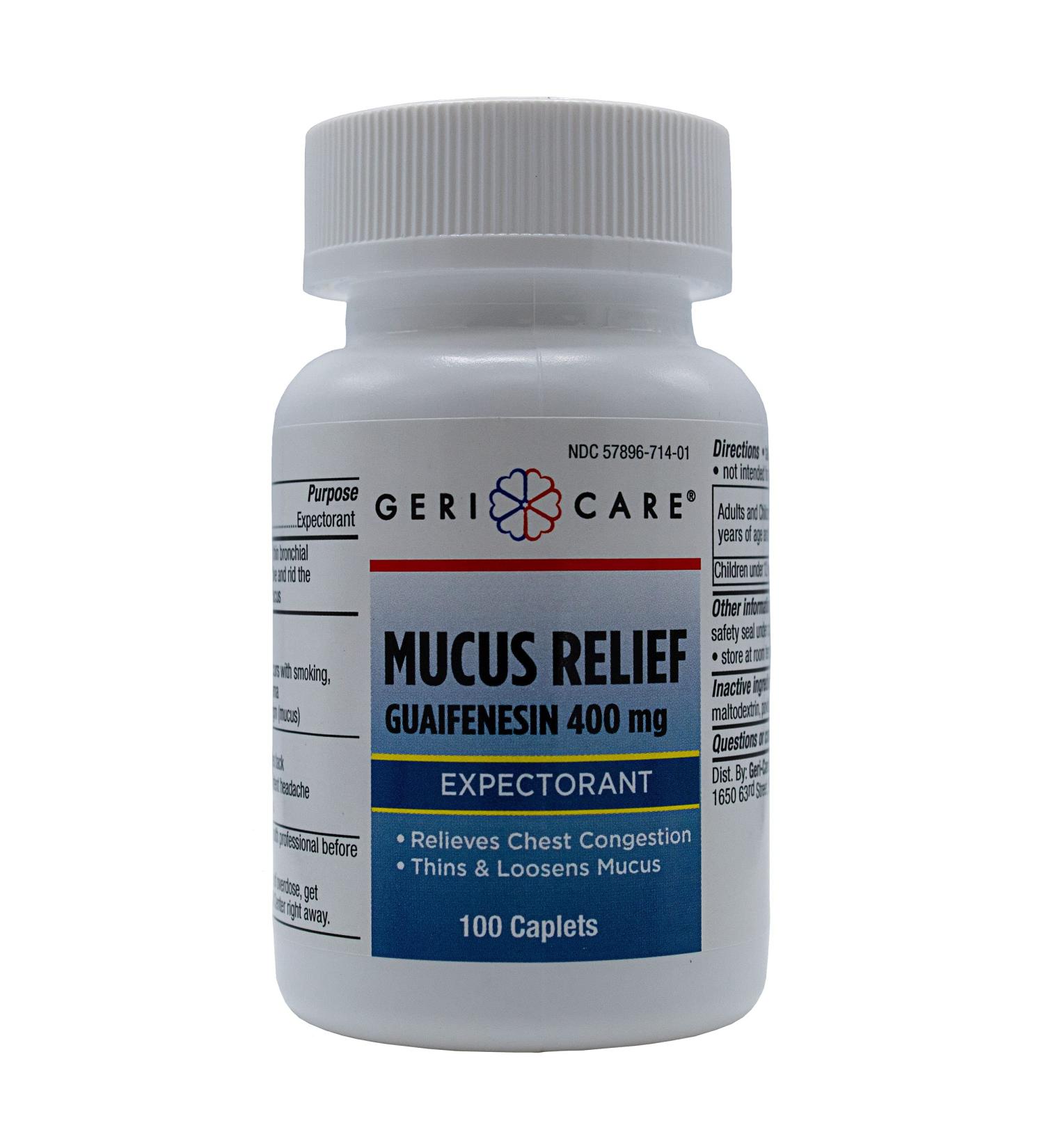 GeriCare Mucus Relief Caplets - Relieve Chest Congestion & Thin Mucus (100 Count) - Fast International Shipping - Buy Online on GoSupps.com