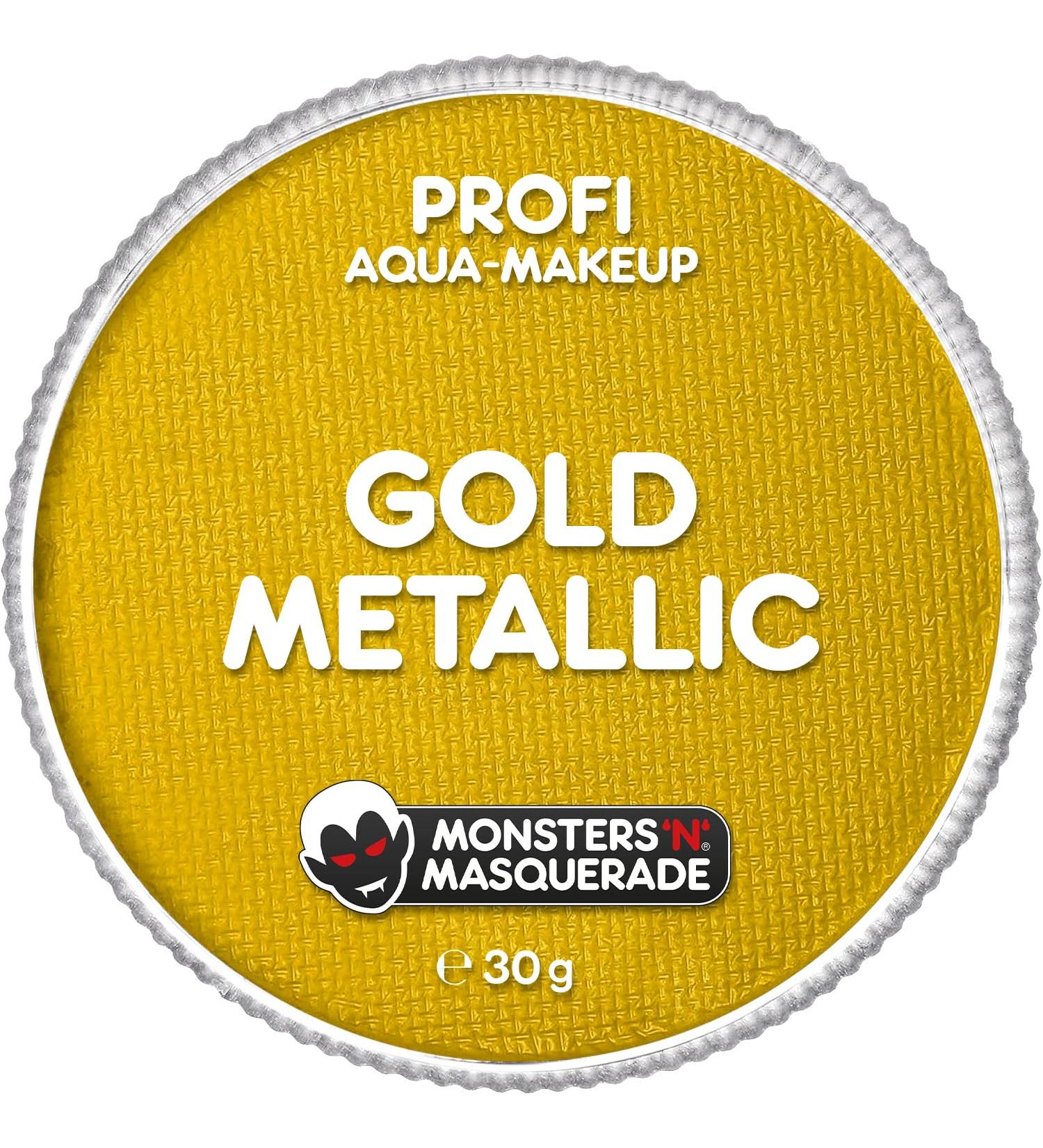 Monsters'n Masquerade - Profi Aqua Schminke Gold Metallic 30G |Water-based face and body make-up |Make-up theater m atmosphere Face color children
