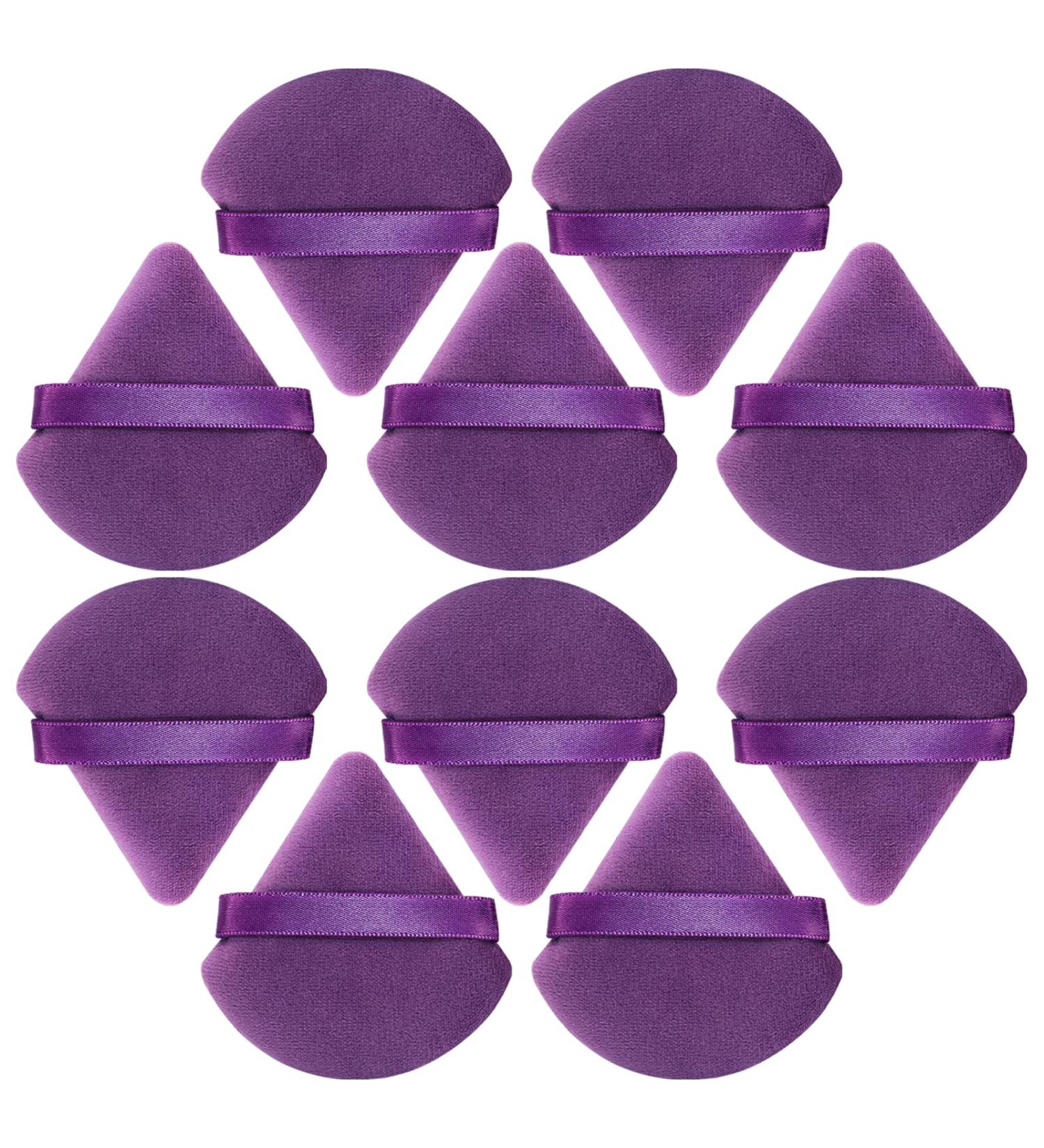 BEAKEY 10 Pcs Dark Purple Soft Triangle Powder Puffs - Latex-Free Makeup Puffs for Face & Foundation - Ideal for Setting Powder and Liquid Foundation - Buy Online on GoSupps.com