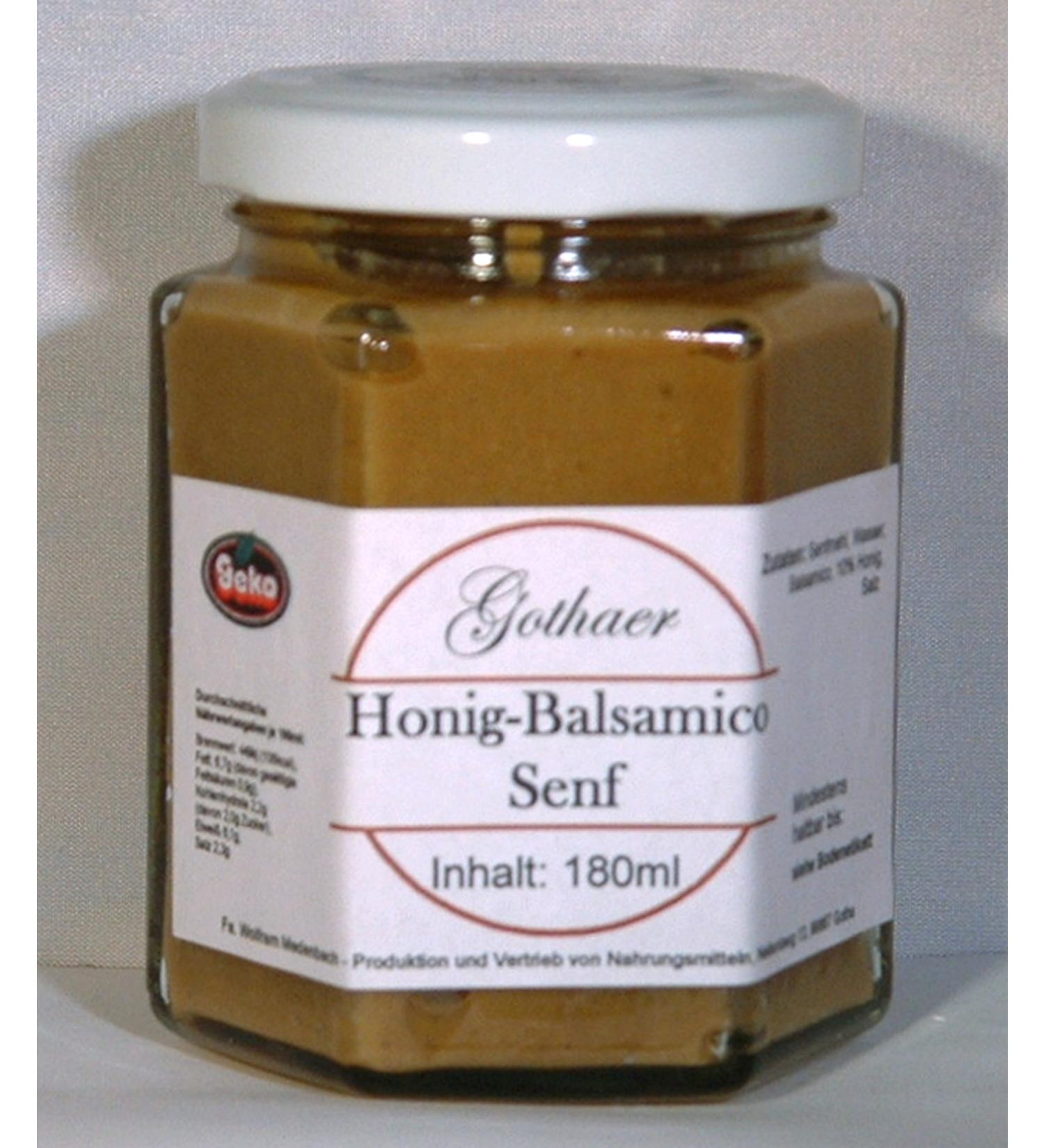 Geko Original Gothaer-Senf in a 180ml hexagonal glass Original packaging in various flavors (honey balsamic)