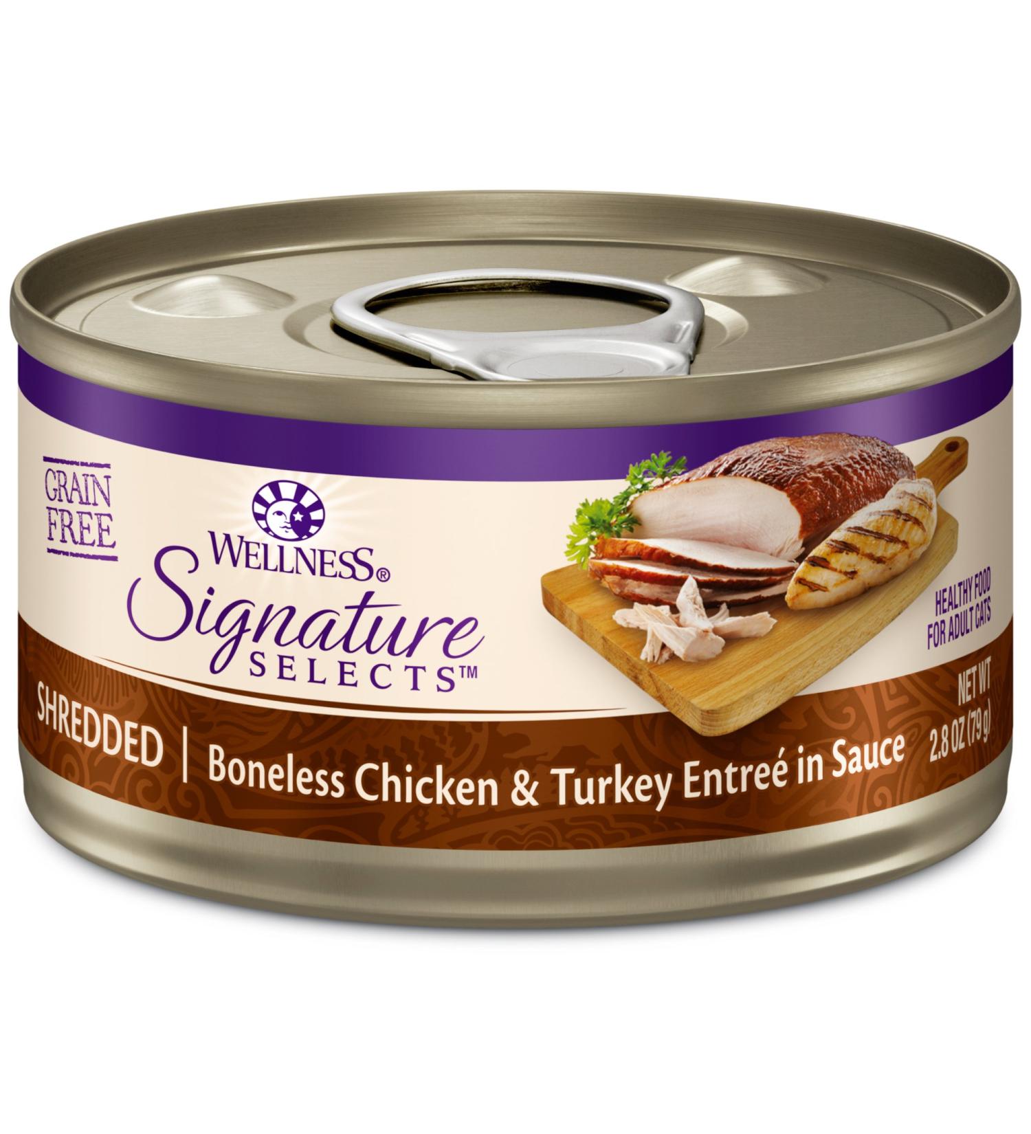 Wellness CORE Grain-Free Wet Cat Food - Shredded Chicken & Turkey, 2.8 oz Cans (Pack of 12) - Natural, Real Meat - Buy Online on GoSupps.com