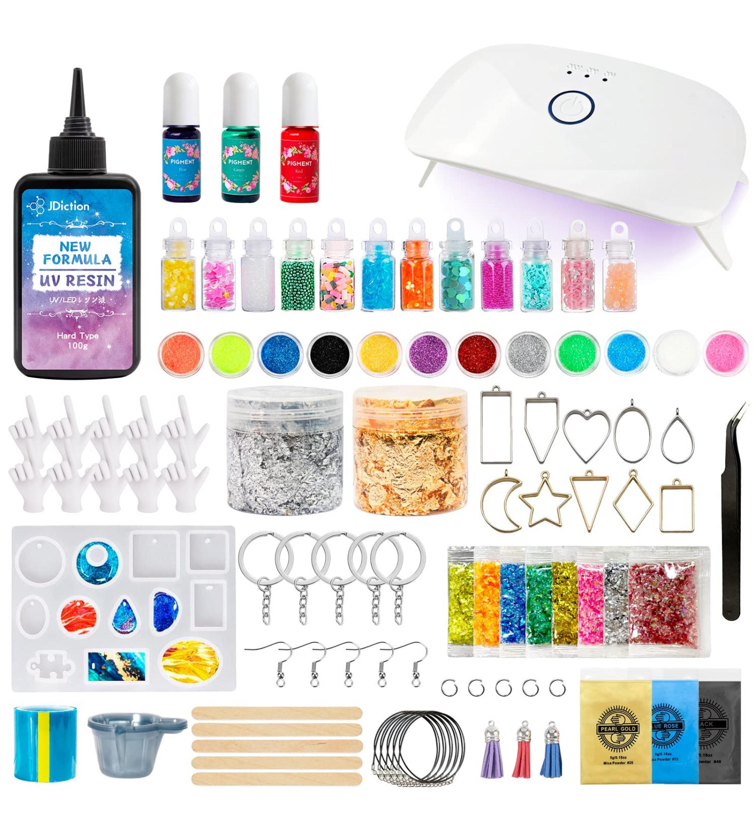 JDiction UV Resin Kit - Crystal Clear Sunlight Curing Beginner Kit for Jewelry, Doming, Coating, Casting - DIY Craft - Buy Online on GoSupps.com