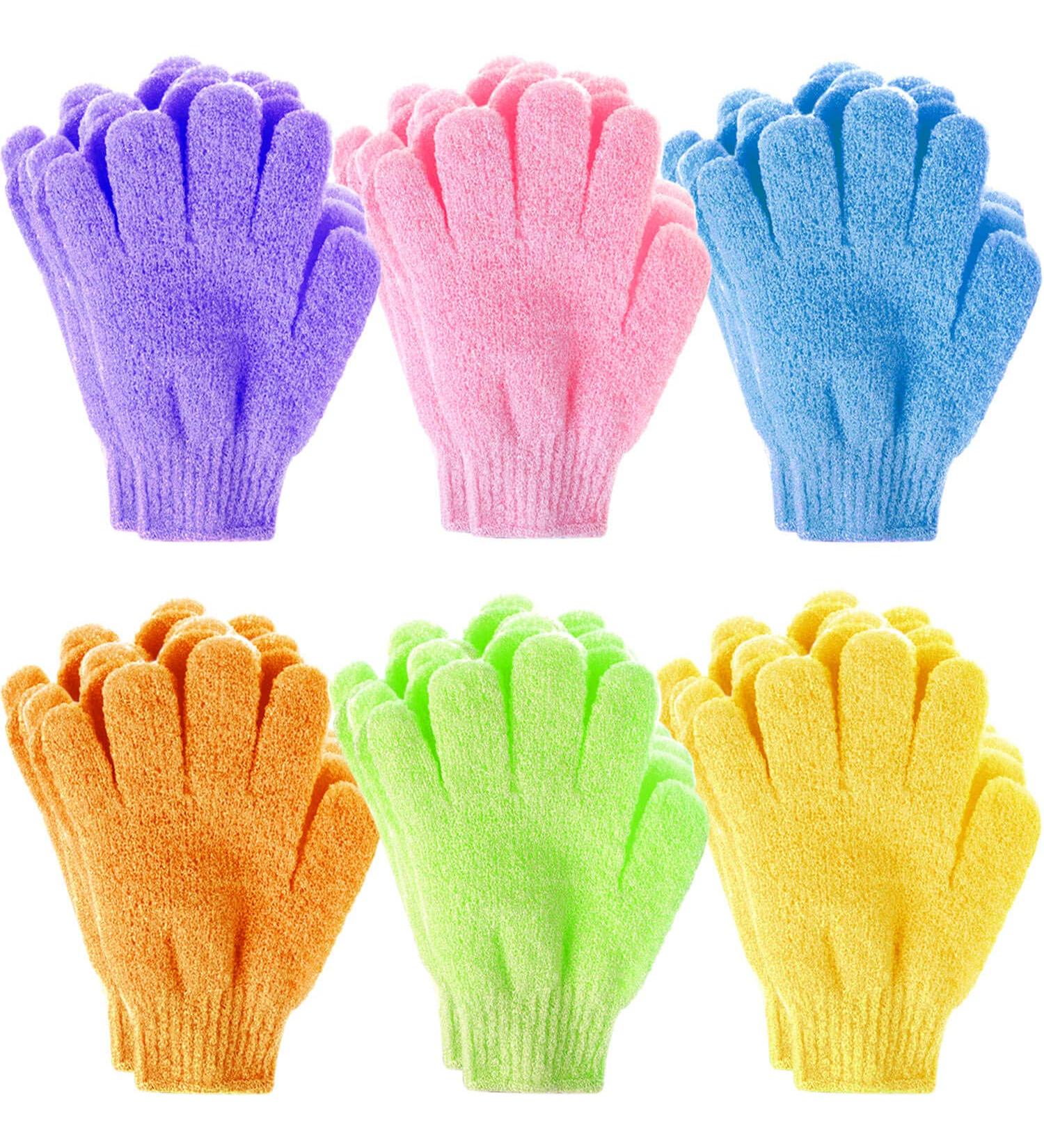 12 Pairs Exfoliating Shower Bath Scrub Gloves by Anezus | Body Exfoliator Glove for Spa Massage and Dead Skin Cell Remover - 6 Colors - Buy Online on GoSupps.com