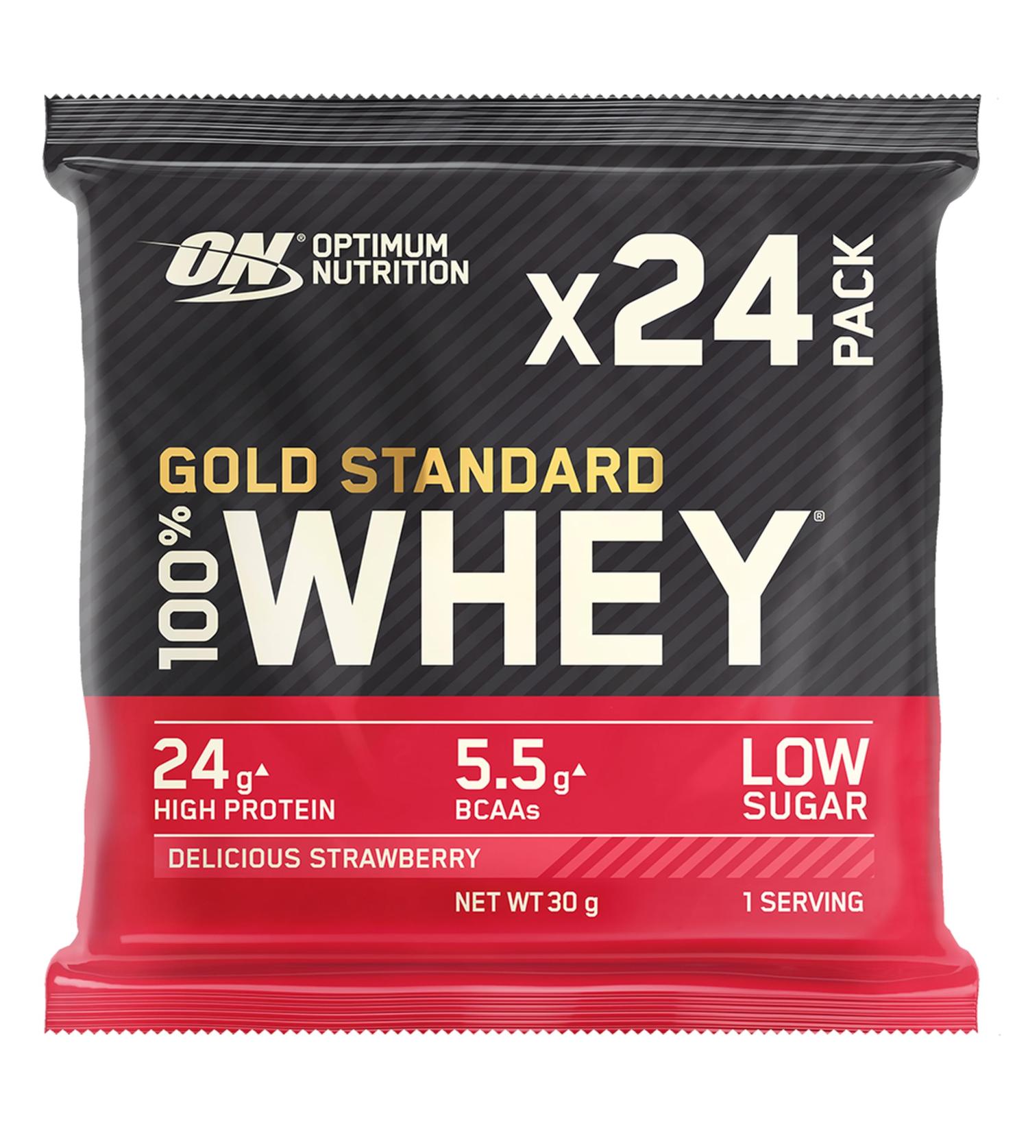  Optimum Nutrition Optimum Nutrition ON Gold Standard Whey Protein Powder Protein Powder for Muscle Building BCAA and Glutamine Naturally Contained Strawberry Delicious 24 x 30g Packaging May Vary - Buy Online on GoSupps.com