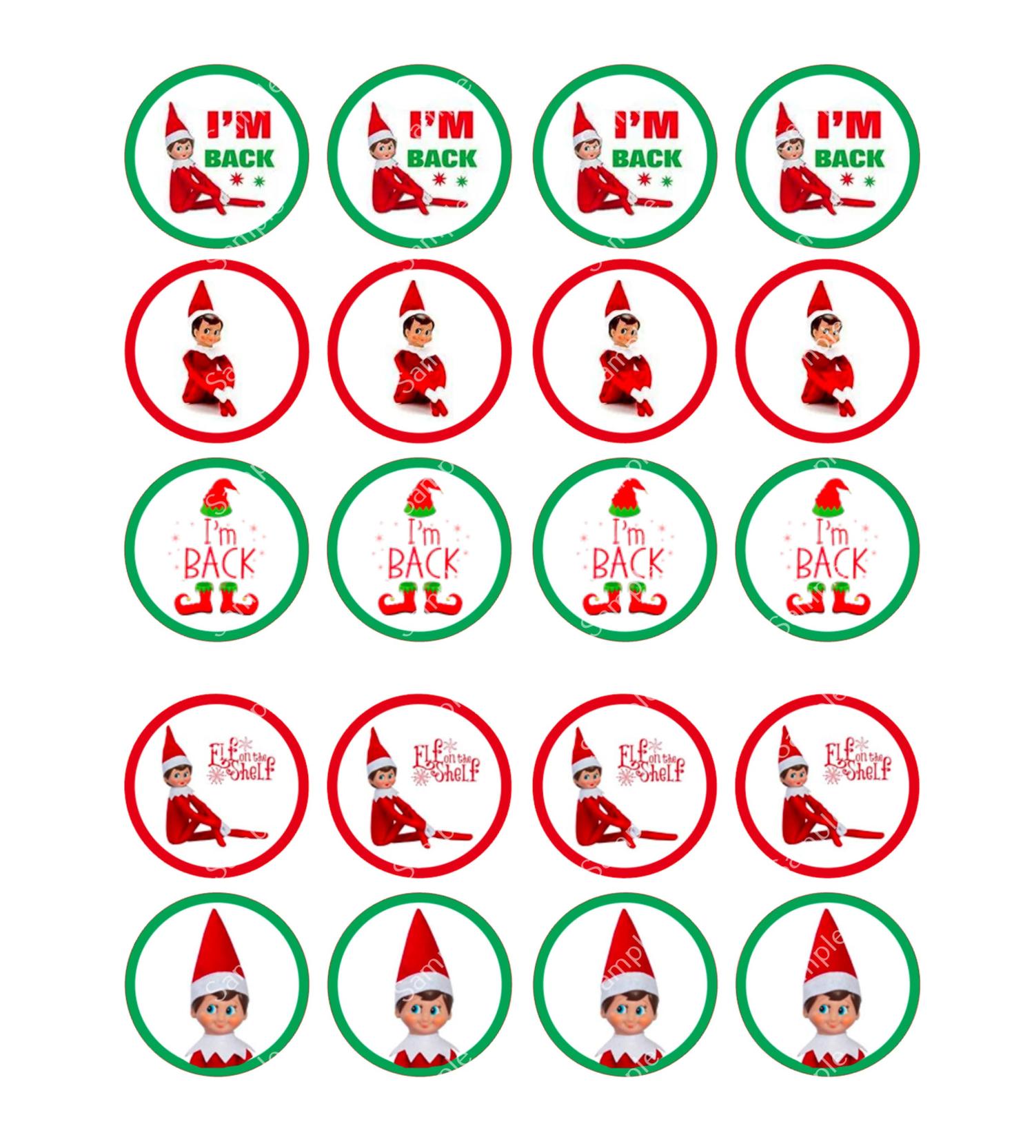 20 x Pre-Cut Christmas Elf Edible Wafer Cupcake Toppers Cake Decoration #2