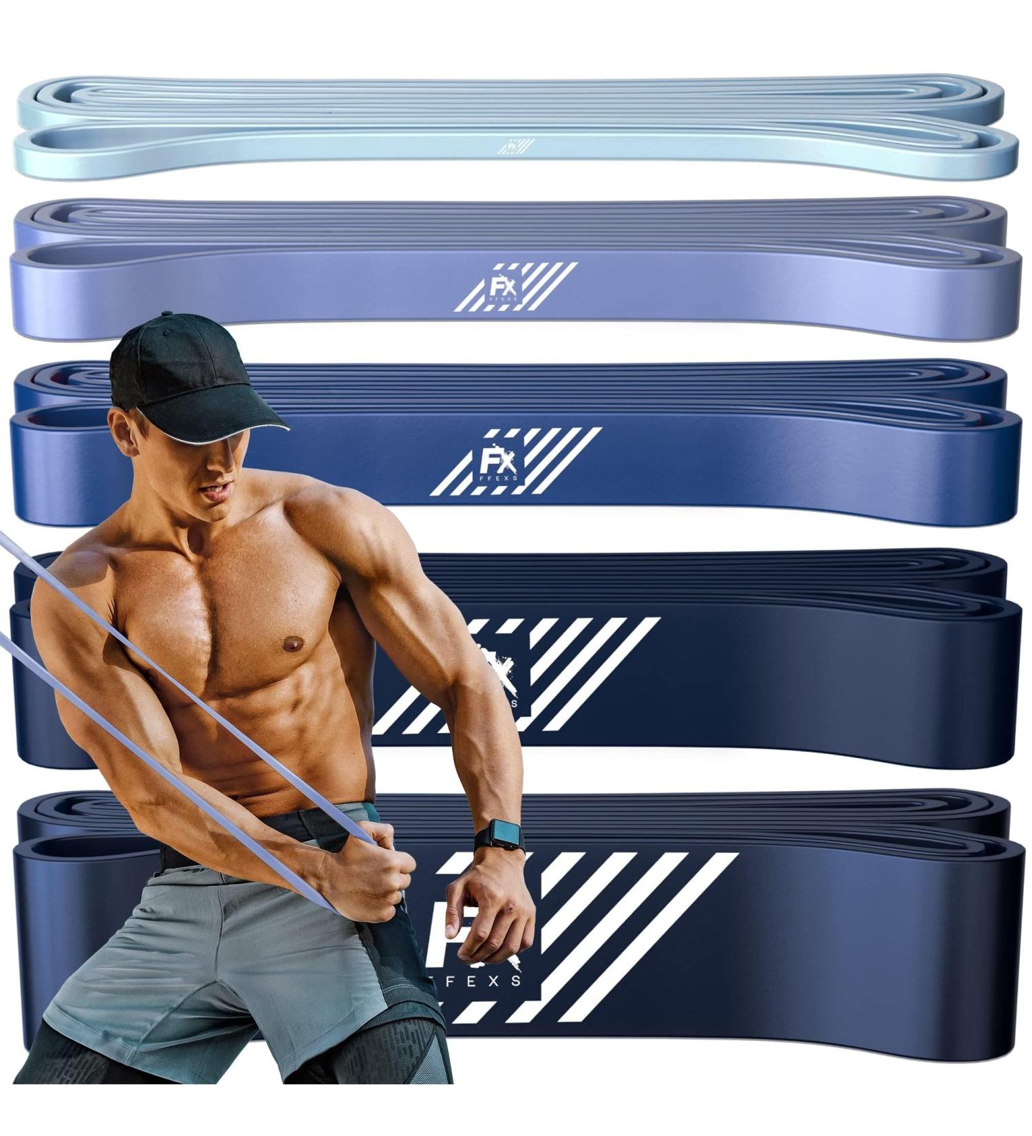 FX FFEXS Pull Up Assistance Bands Set - Elastic Resistance Bands for Men & Women - 5 Band Blue Set for Fitness & Stretching Workouts - Buy Online on GoSupps.com
