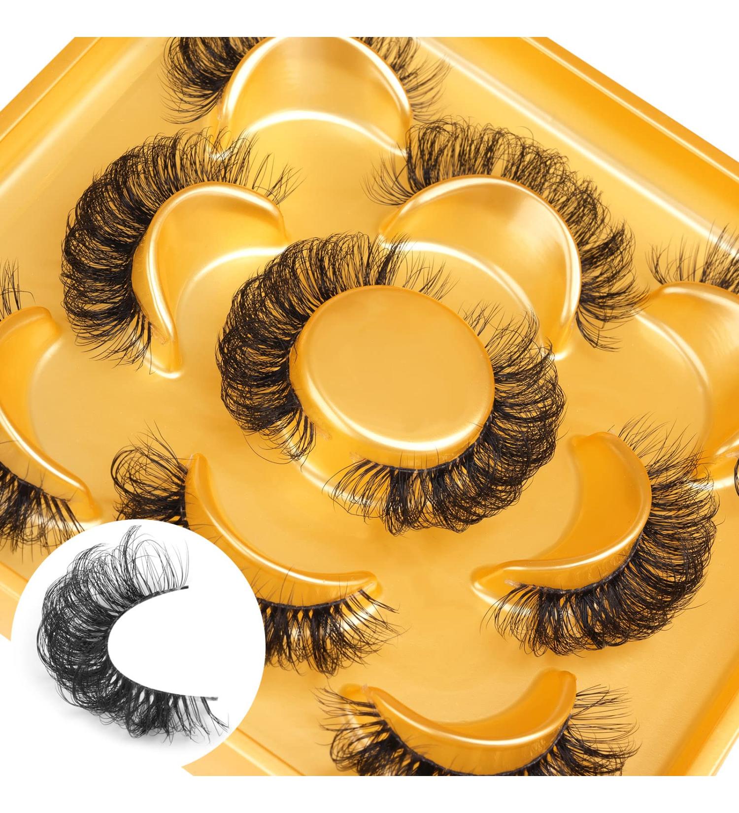 D Curl Fluffy Russian Mink Lashes - Natural Soft Handmade False Eyelashes with Clear Band - Reusable Pack of 5 - Buy Online on GoSupps.com