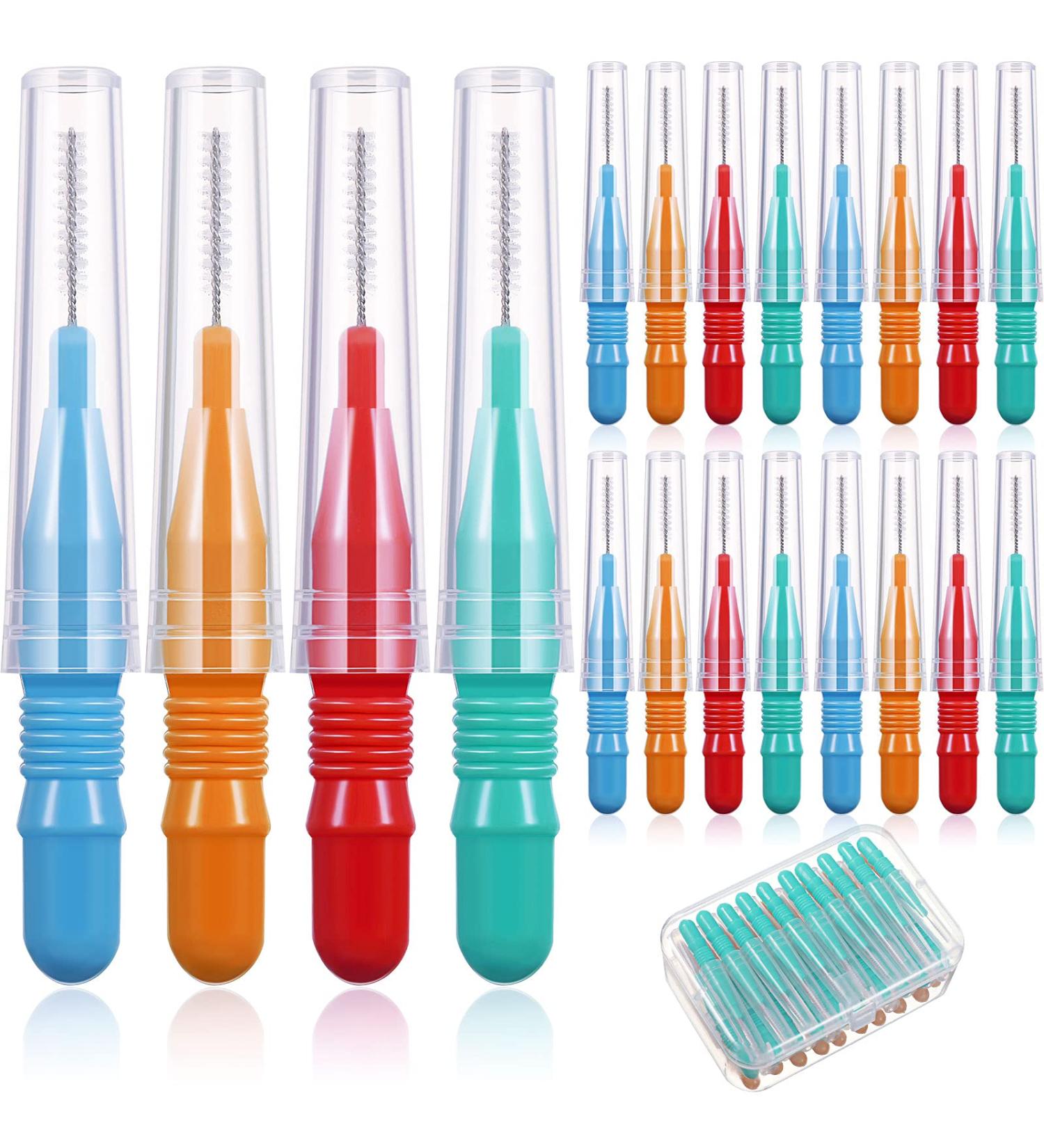 Patelai Toothpick Tooth Flap Dental Toothbrush & Oral Cleaning Tool - 20 Pack with Storage Box - Red Blue Green Orange - Buy Online on GoSupps.com