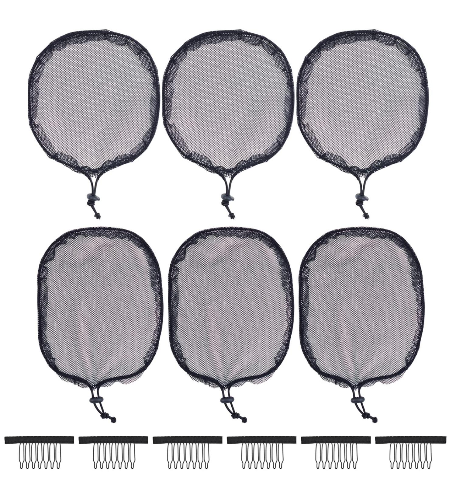 6 Pcs Black Weaving Net Cap for Afro Puff Hair Bun | Elastic Drawstring Ponytail Hair Net | Wig Making Tools for Women (3 Round, 3 Square) - Buy Online on GoSupps.com