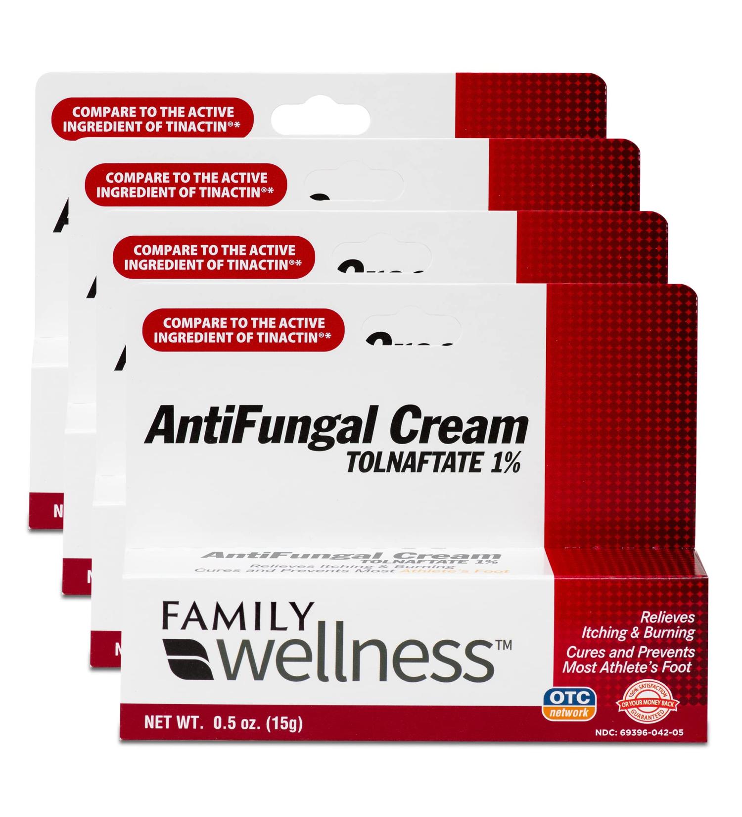 Family Wellness Antifungal Cream Tolnaftate 1% - Clinically Proven Effective for Athlete's Foot and Ringworm - 4 Pack - Buy Online on GoSupps.com
