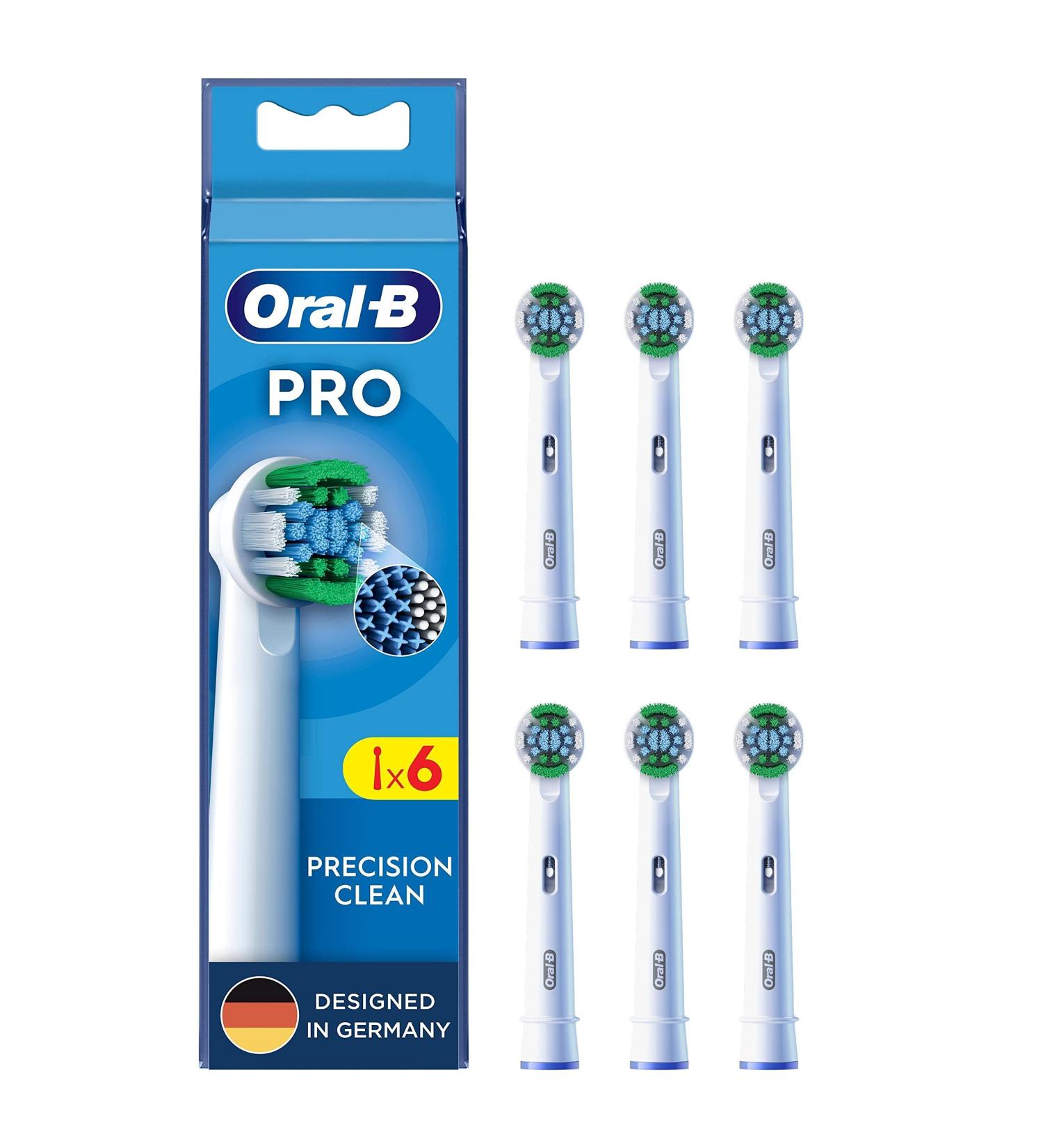 Oral-B Pro Precision Clean Brush Heads - 6 Pack | X-Shaped Bristles for Superior Cleaning | Original Oral-B Toothbrush Attachments | Designed in Germany - Buy Online on GoSupps.com