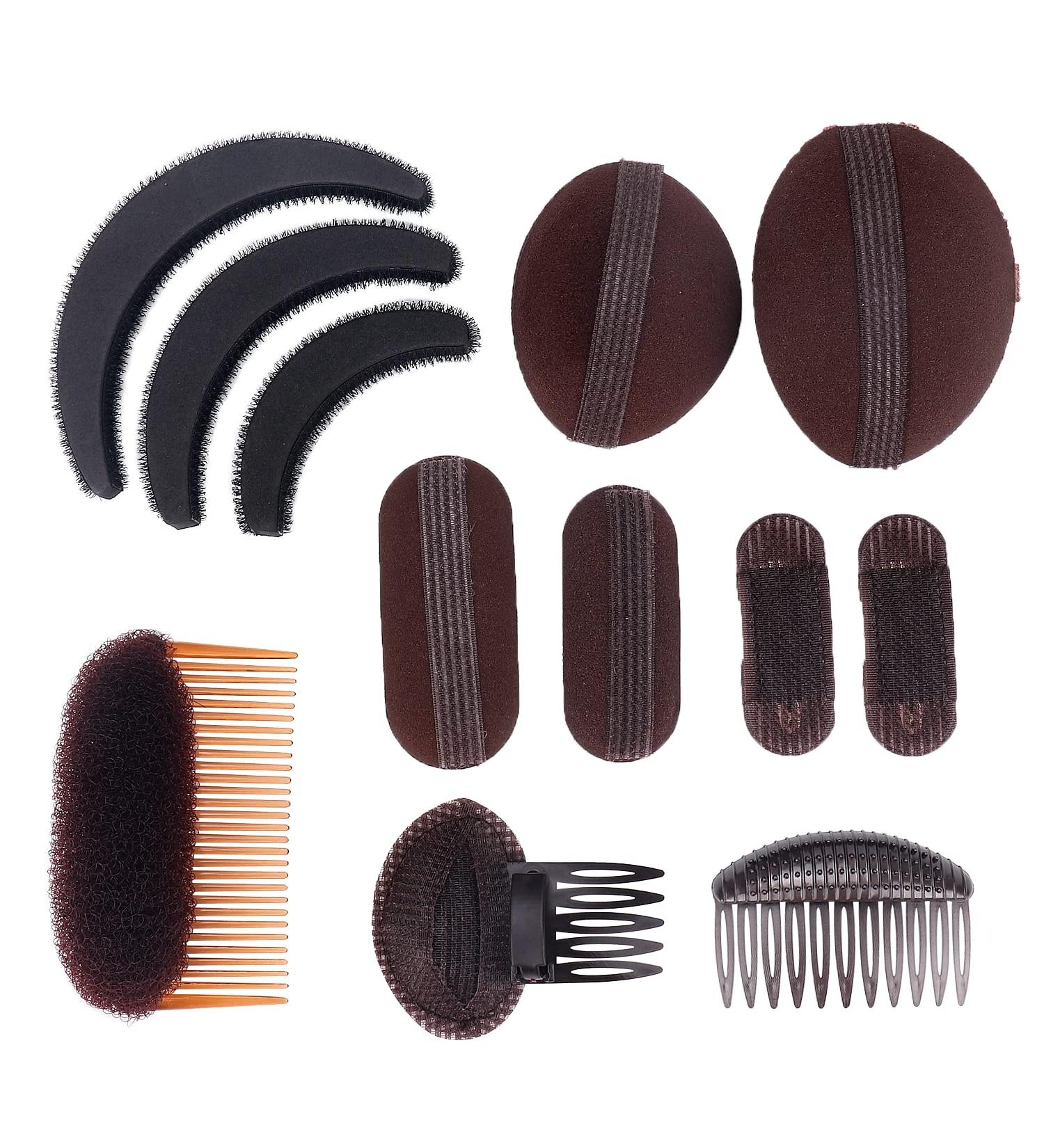 Hair Base Sponge Invisible Hair Clip Comb Bump It Up Volume Tool False Hair Pads Hair Bump Styling Insert Tool Hair Extensions Accessories (Brown 12pcs)