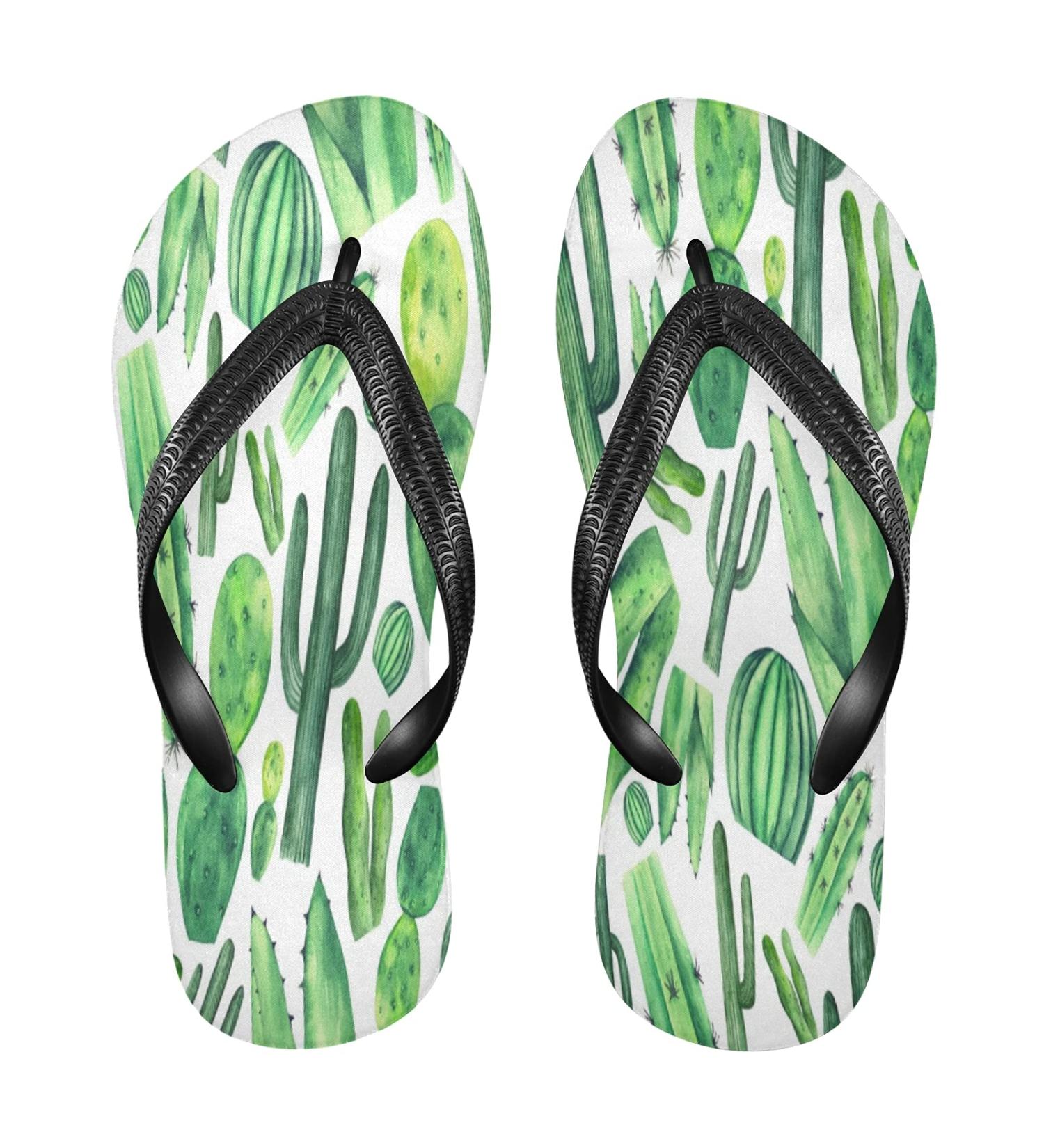 Mnsruu Cactus Oil Painting Flip Flops | XL Travel Slippers for Home Hotel & Spa | Men & Women - Buy Online on GoSupps.com