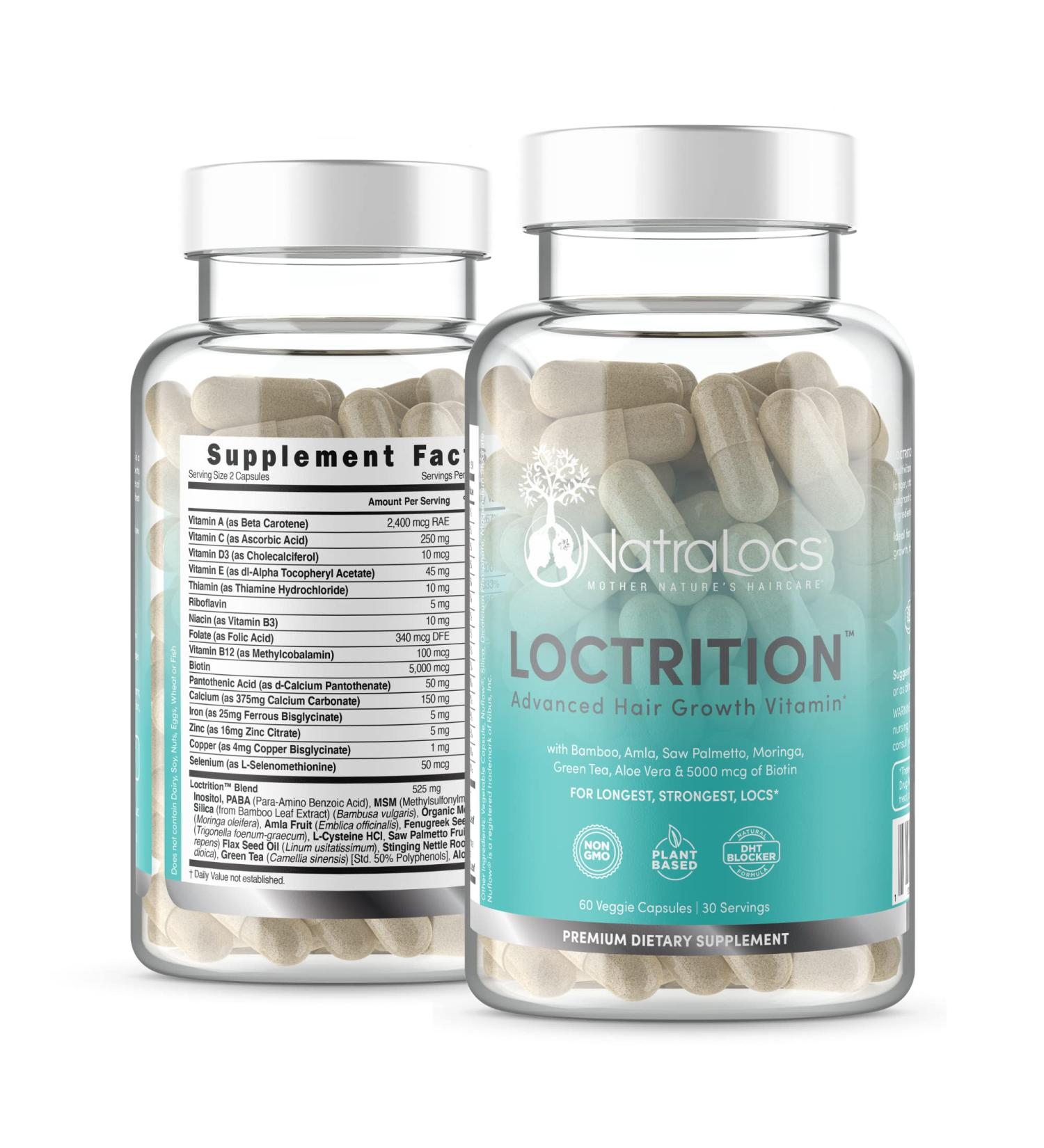 NatraLocs LOCTRITION Hair Growth Vitamins for Men and Women - Natural Loc Care for Stronger, Healthier Hair | Ideal for Dreads, Braids, and Loc Styles - Buy Online on GoSupps.com