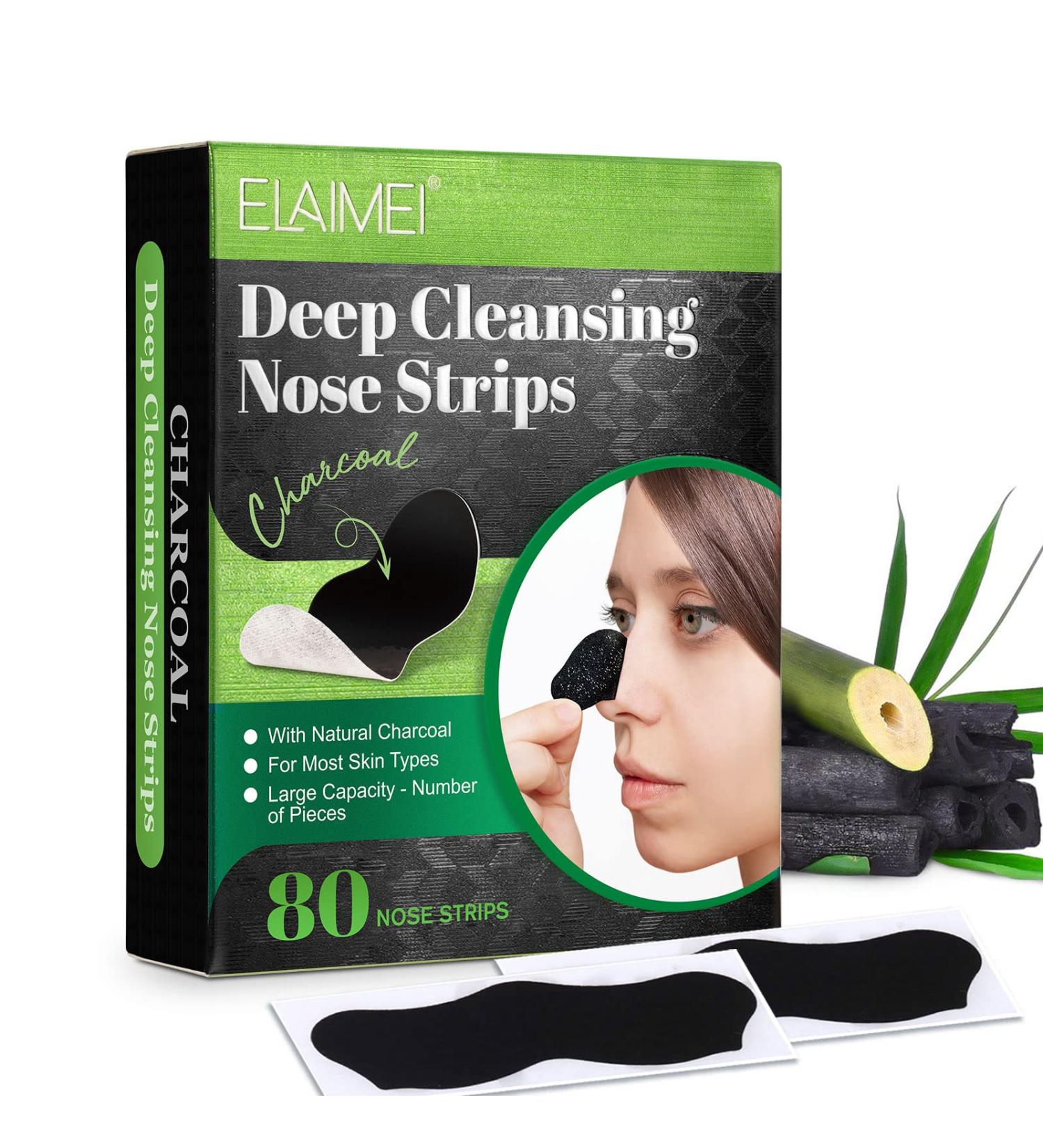 QUROMOJY Blackhead Strips - Charcoal Deep Cleaning Nose Strips (80 Counts) - Blackhead Remover for Men & Women - Buy Online on GoSupps.com