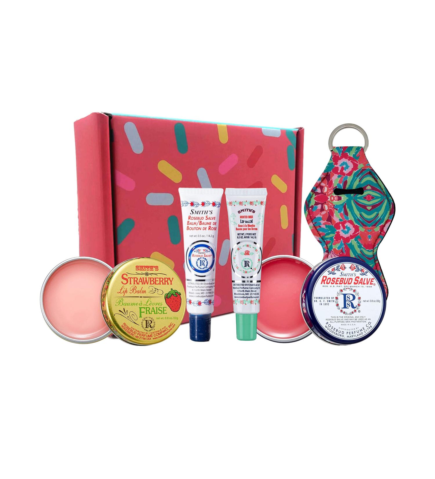 Smith's Rosebud Salve Strawberry & Minted Rose Lip Balm Gift Set - Chapstick Collection in Tin Can & Tube | Lip Gloss Bundle Chapstick Gift Box - Buy Online on GoSupps.com