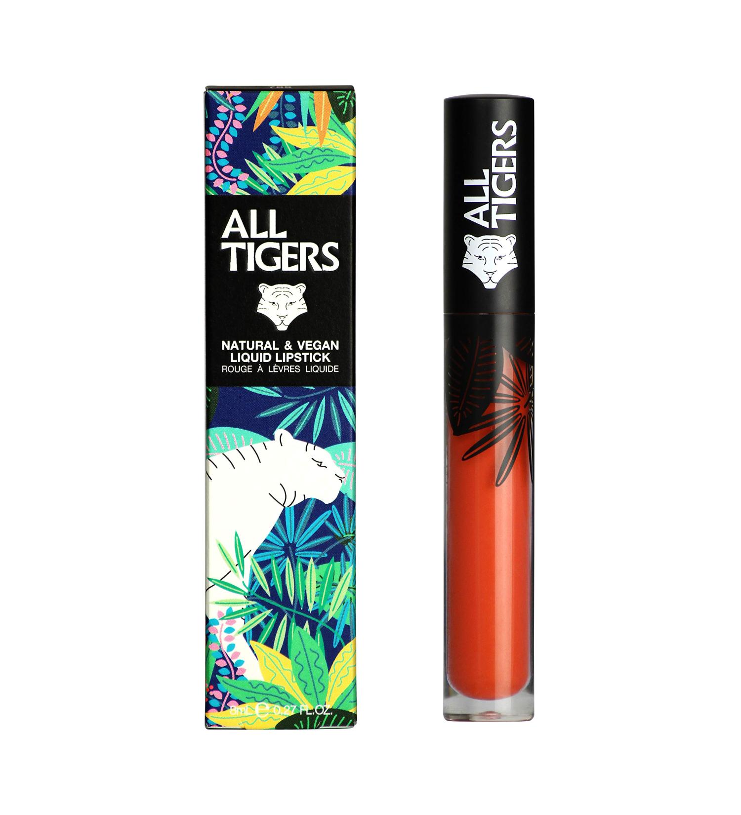  ALL TIGERS ALL TIGERS - Matte Liquid Lipstick - Long-Lasting - Organic Vegan & Natural Ingredients - Coral Orange Shade "Hear Me Roar" 785 - Long-Lasting Lipstick Free of Petrochemical Derivatives - Buy Online on GoSupps.com