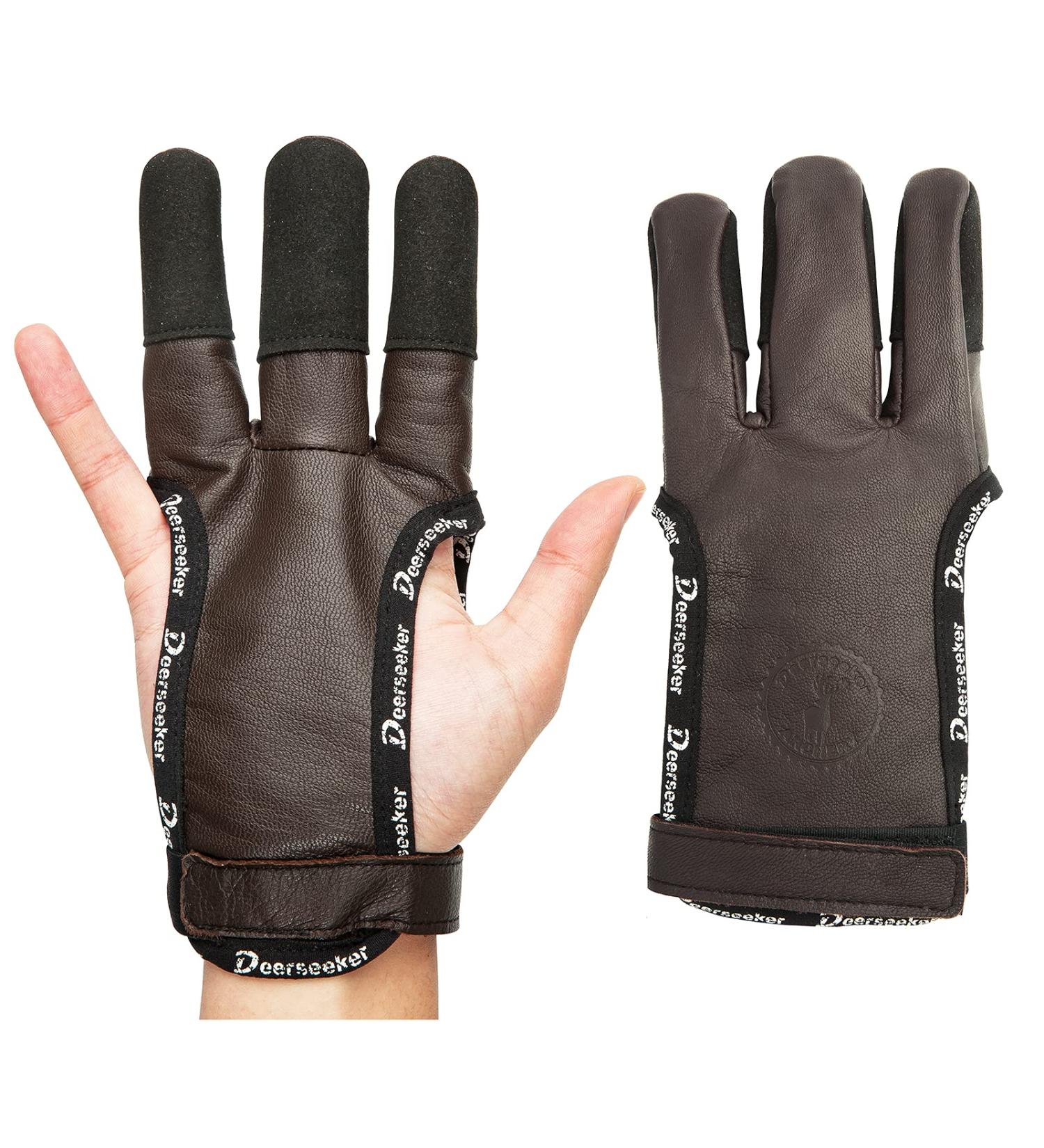 Deerseeker Archery Glove Finger Tab - Three Finger Guard for Recurve Bow, Traditional Bow - Medium Brown - Buy Online on GoSupps.com