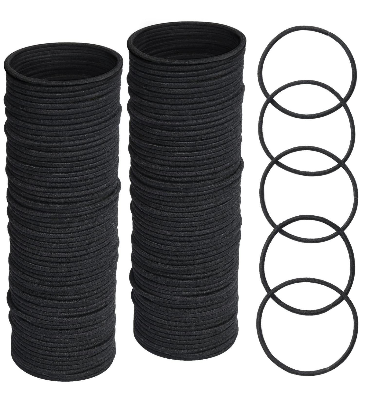 Pack of 100 Black Elastic Hair Ties - No Metal Perfect for Women Men Girls & Children - Worldwide Shipping - Buy Online on GoSupps.com