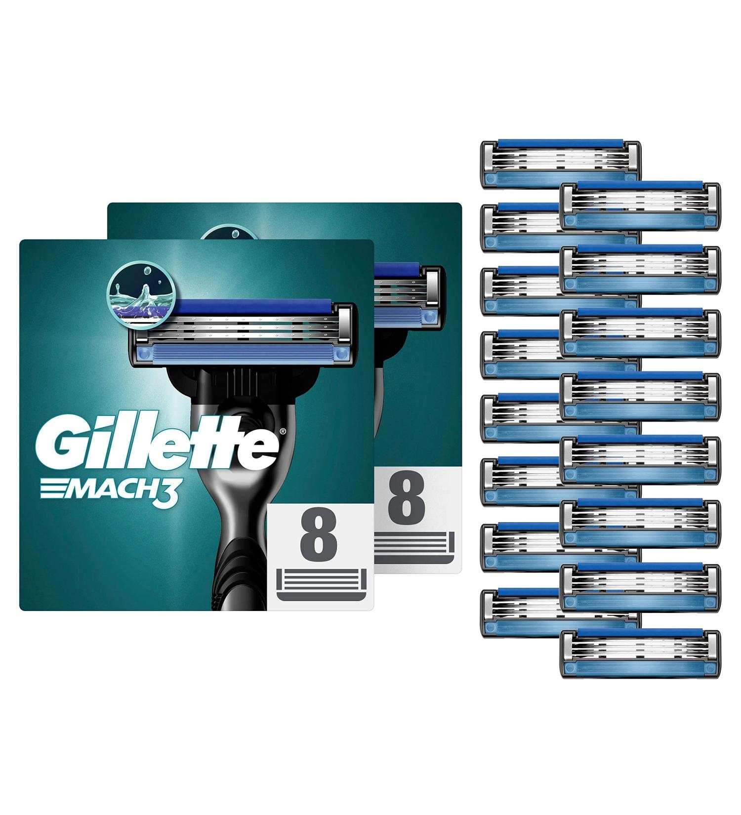 Gillette Mach3 Razor Blades for Men - 16 Replacement Blades (2 Pack) for a Smooth Shave | International Shipping - Buy Online on GoSupps.com