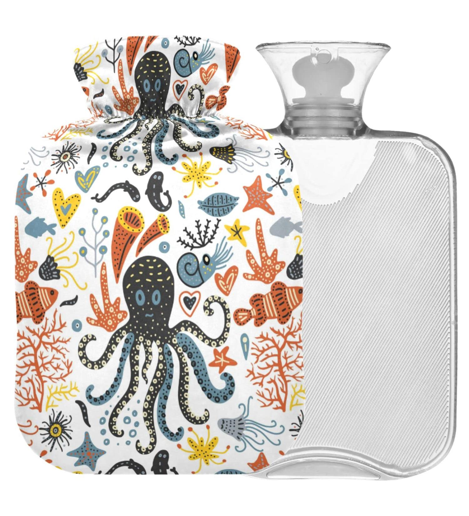 NAANLE Cartoon Octopus Hot Water Bottle - 2L Transparent for Warm & Cold Therapy Ideal for Pain Relief | International Shipping Available - Buy Online on GoSupps.com