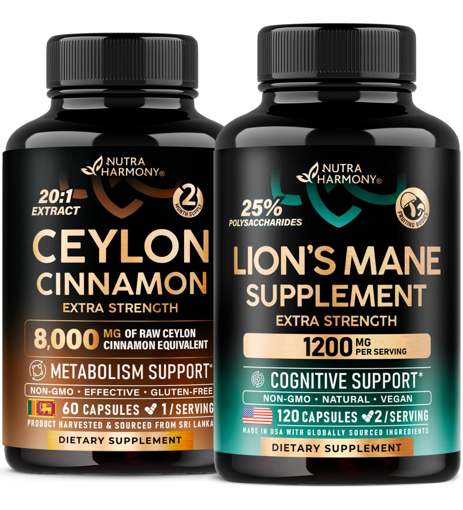 NUTRAHARMONY Ceylon Cinnamon & Lions Mane Capsules