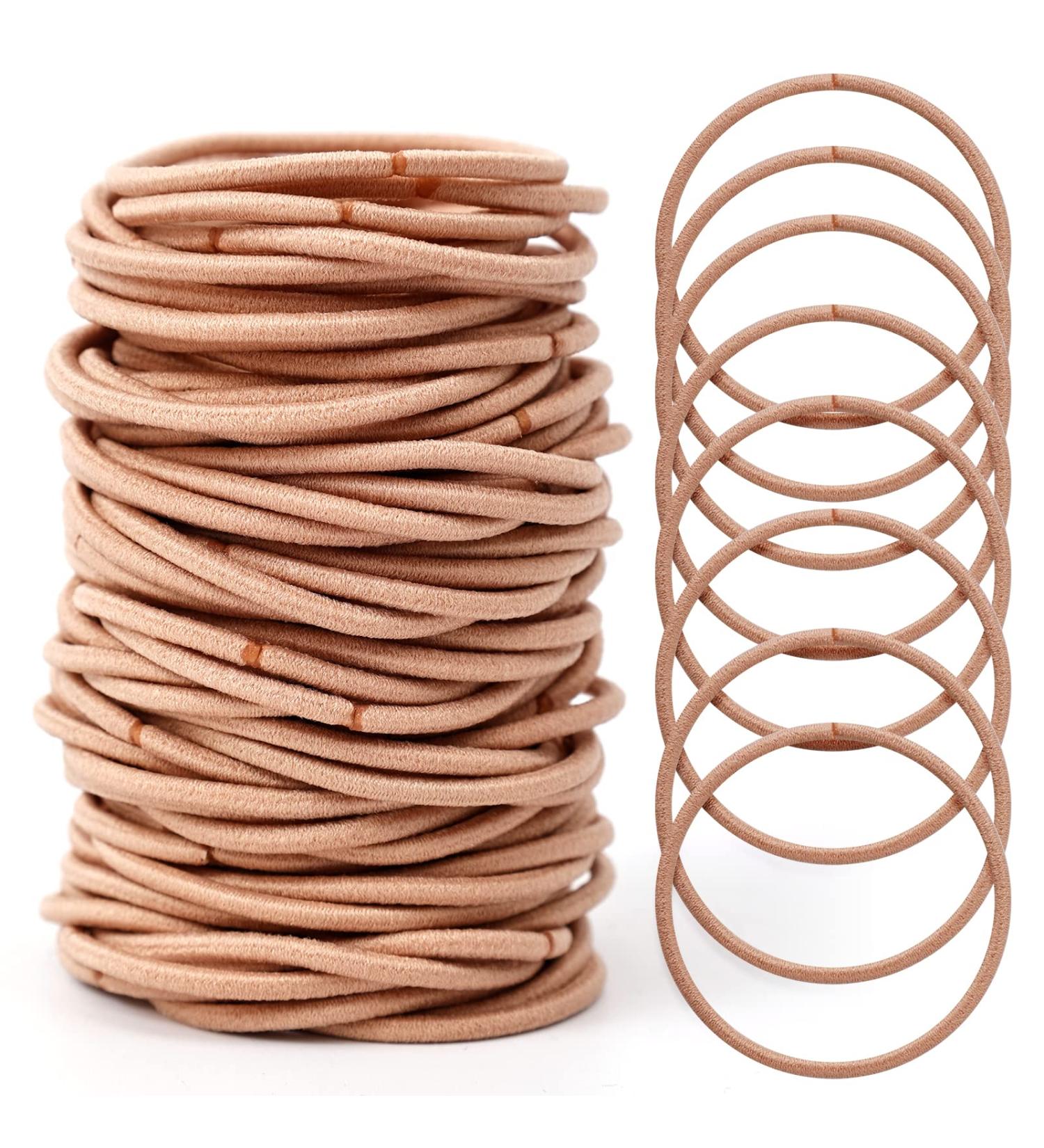 100pcs Khaki 2mm Elastic Hair Bands for Kids - Soft, Metal-Free Ponytail Holders in Brown - Buy Online on GoSupps.com