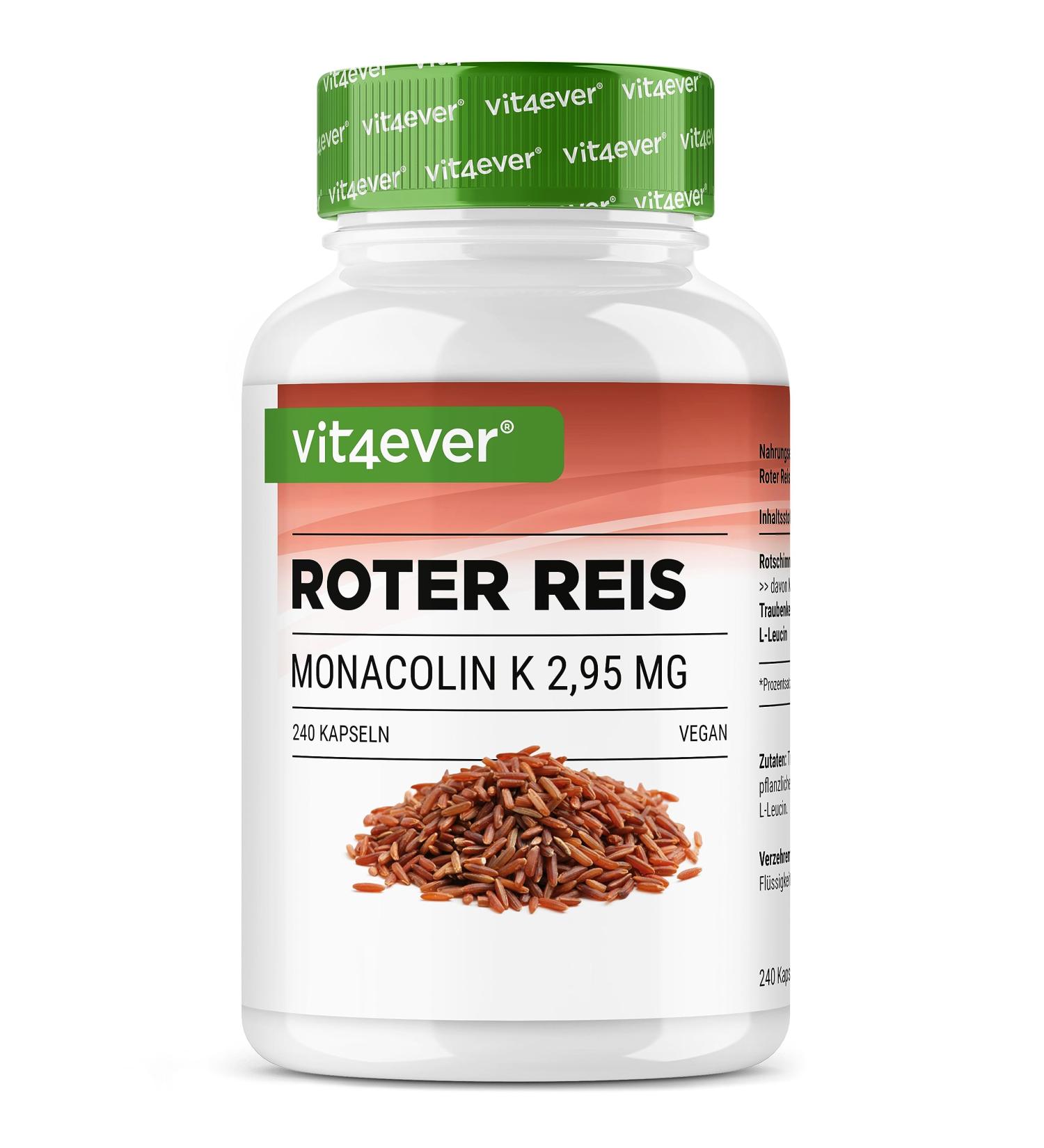 Premium Red Rice Extract Capsules - 240 Count | 2.95mg Monacolin K + Grape Seed + L-Leucine | Vegan & Lab Tested | High-Dose Formula - Buy Online on GoSupps.com