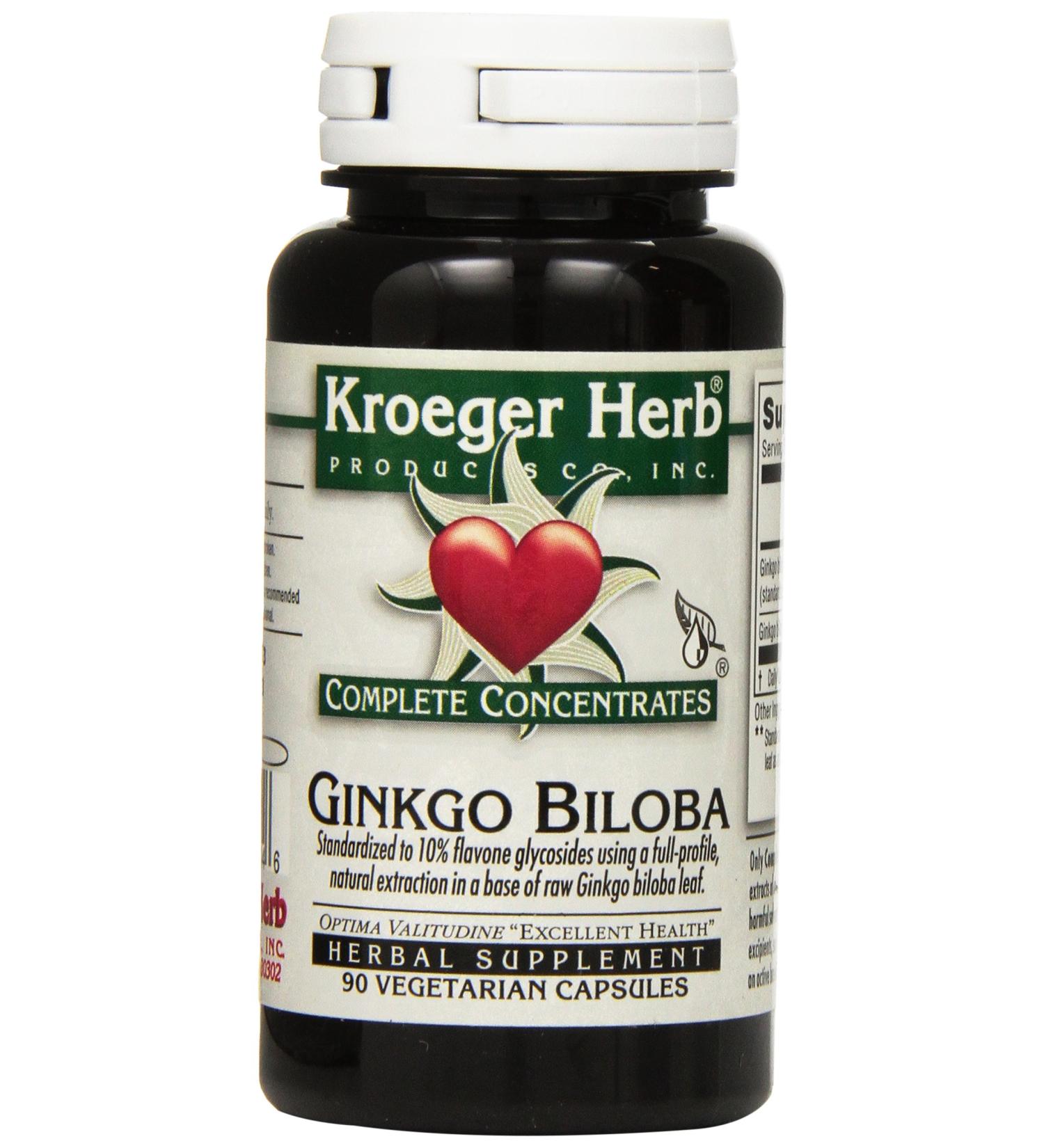 Kroeger Herb Ginkgo Biloba - 90 Vegetarian Capsules Ginkgo Biloba 90 Count (Pack of 1) - Buy Online on GoSupps.com