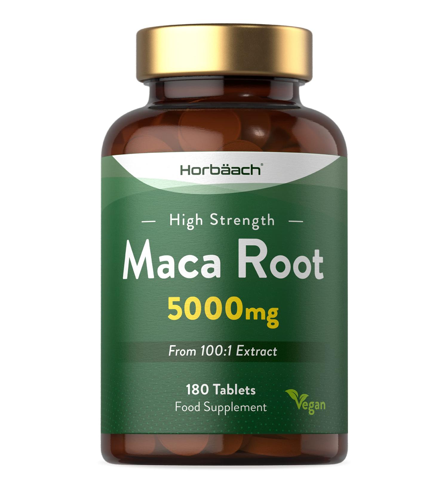 Maca Root 5000mg Supplement for Women & Men | 180 Vegan Tablets | High Strength Peruvian Maca Extract - Buy Online on GoSupps.com