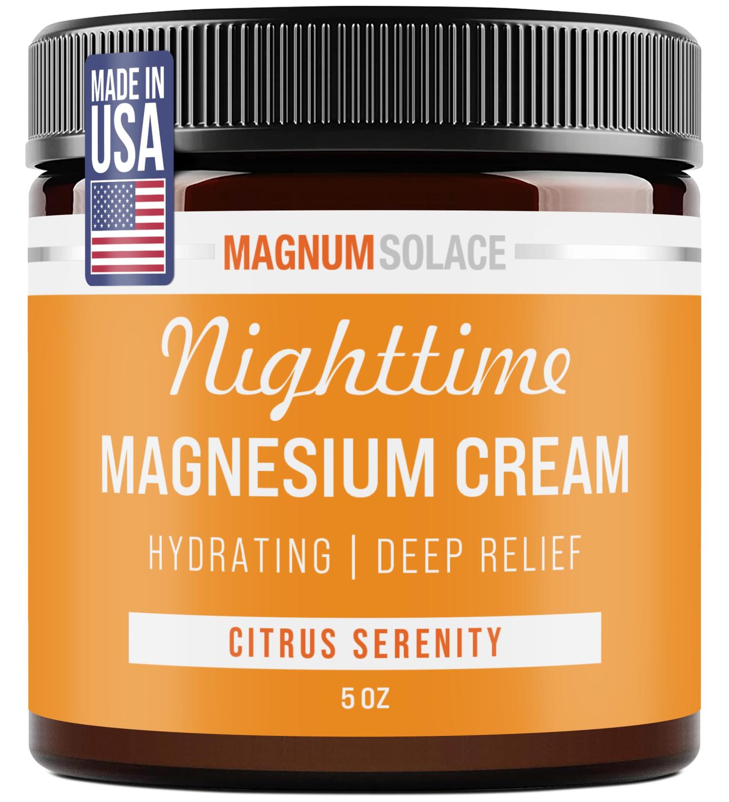 Magnum Solace Nighttime Magnesium Cream Soothing Relief & Relaxation Highly Concentrated Magnesium for Muscles & Joints Apply to Legs or Feet Before Bed Skin-Friendly - Buy Online on GoSupps.com