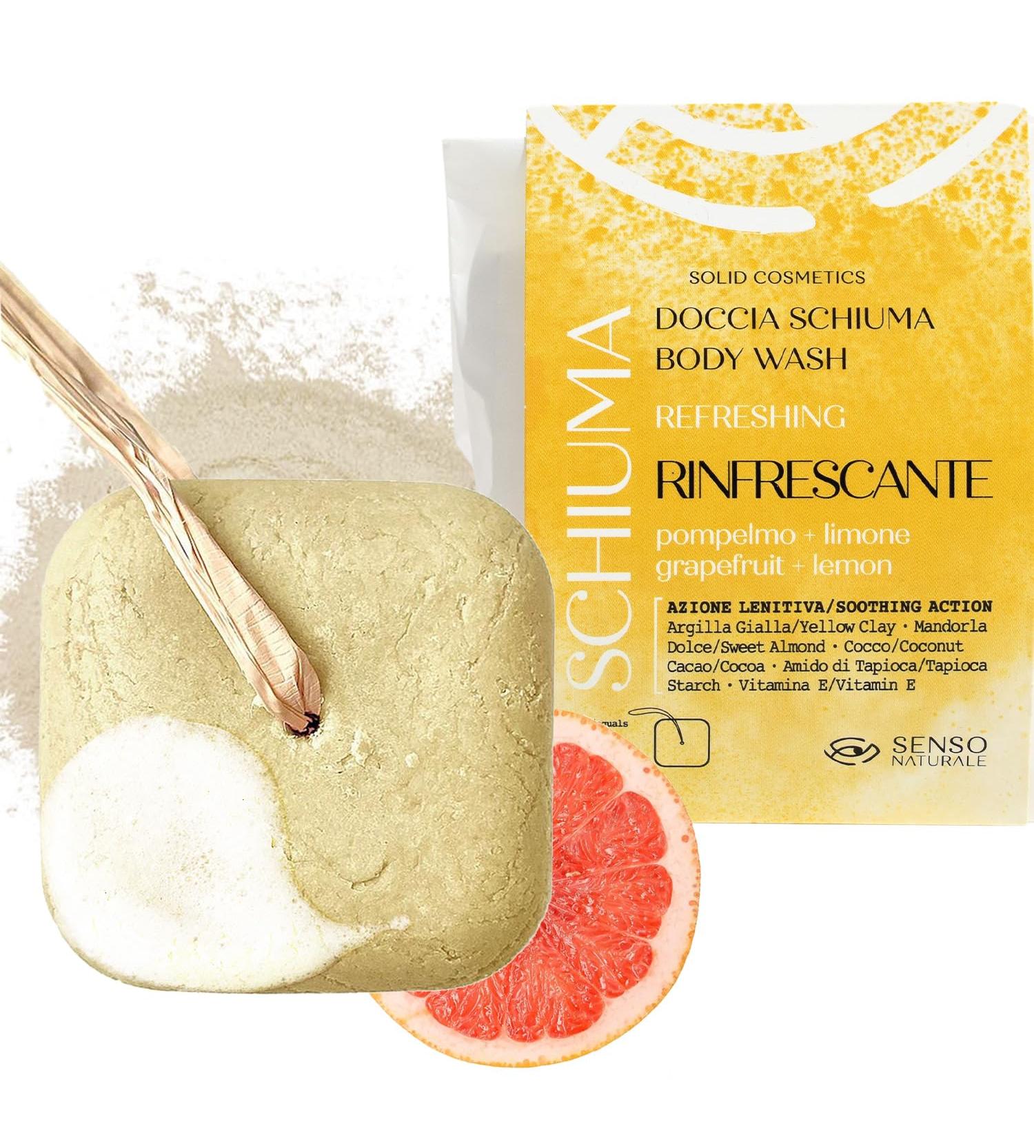  Sensonaturale SENSO NATURALE Solid Shower Foam with Invigorating Clay - Yellow Clay Aromatherapy Essential Oils of Lemon and Grapefruit - Shaving Foam - Vegan Concentrate - Equivalent to 750 ml liquid - Buy Online on GoSupps.com