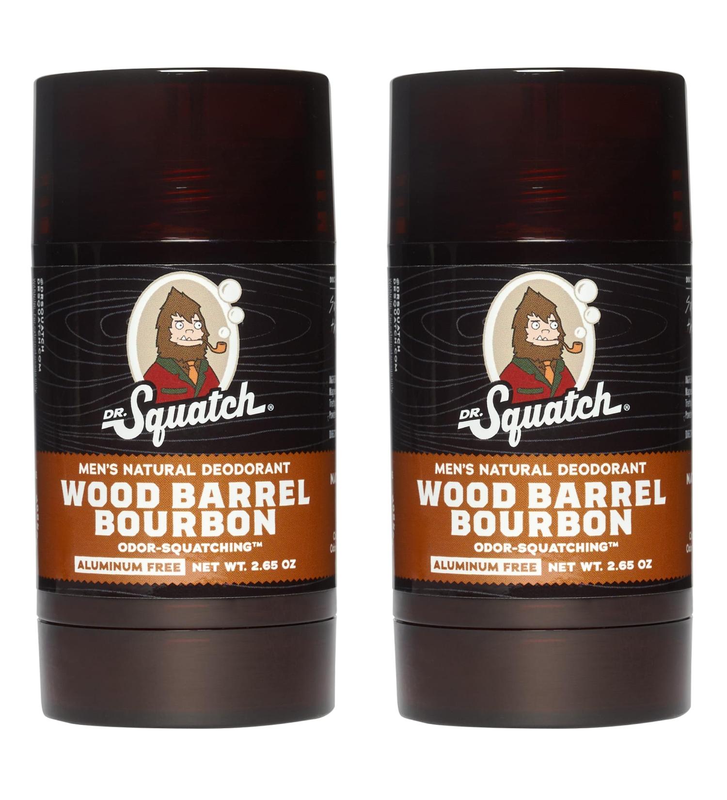 Dr. Squatch Natural Deodorant for Men Bourbon Wood 2 Pack - Aluminum Free Squatching Deodorant (2.6 oz 2 Pack) - Buy Online on GoSupps.com