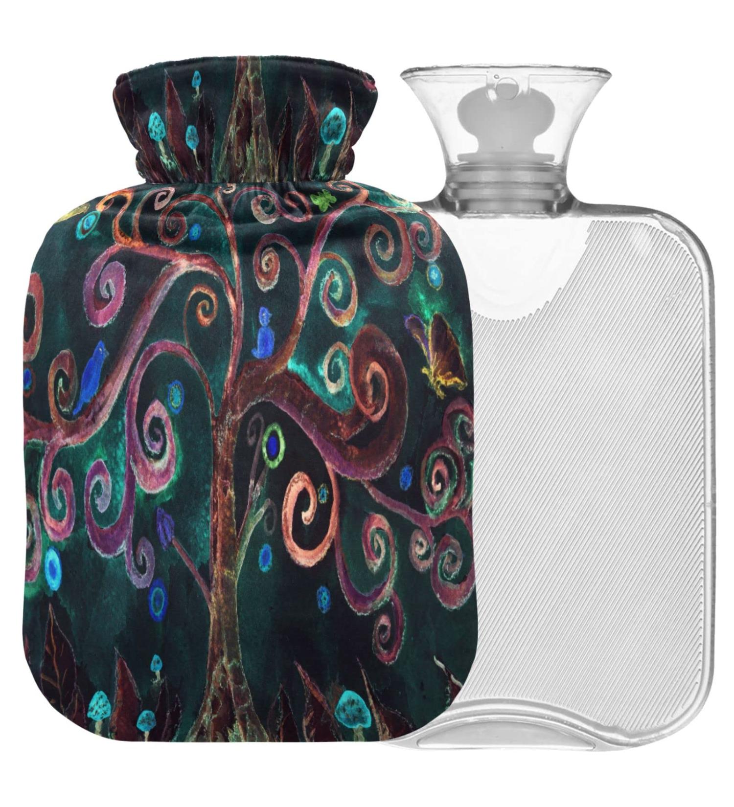 Naanle 2L Hot Water Bottle with Cover - Flowers Tree of Life | Back Pain Relief & Cold Therapy Hand/Foot Warmer - Buy Online on GoSupps.com